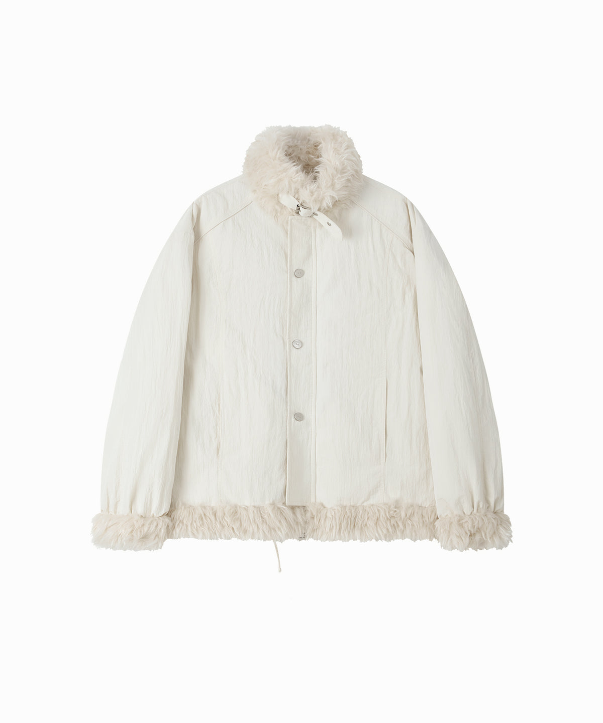 「10月下旬出荷予定」Faux Fur Trim Stand Collar Short Down Jacket