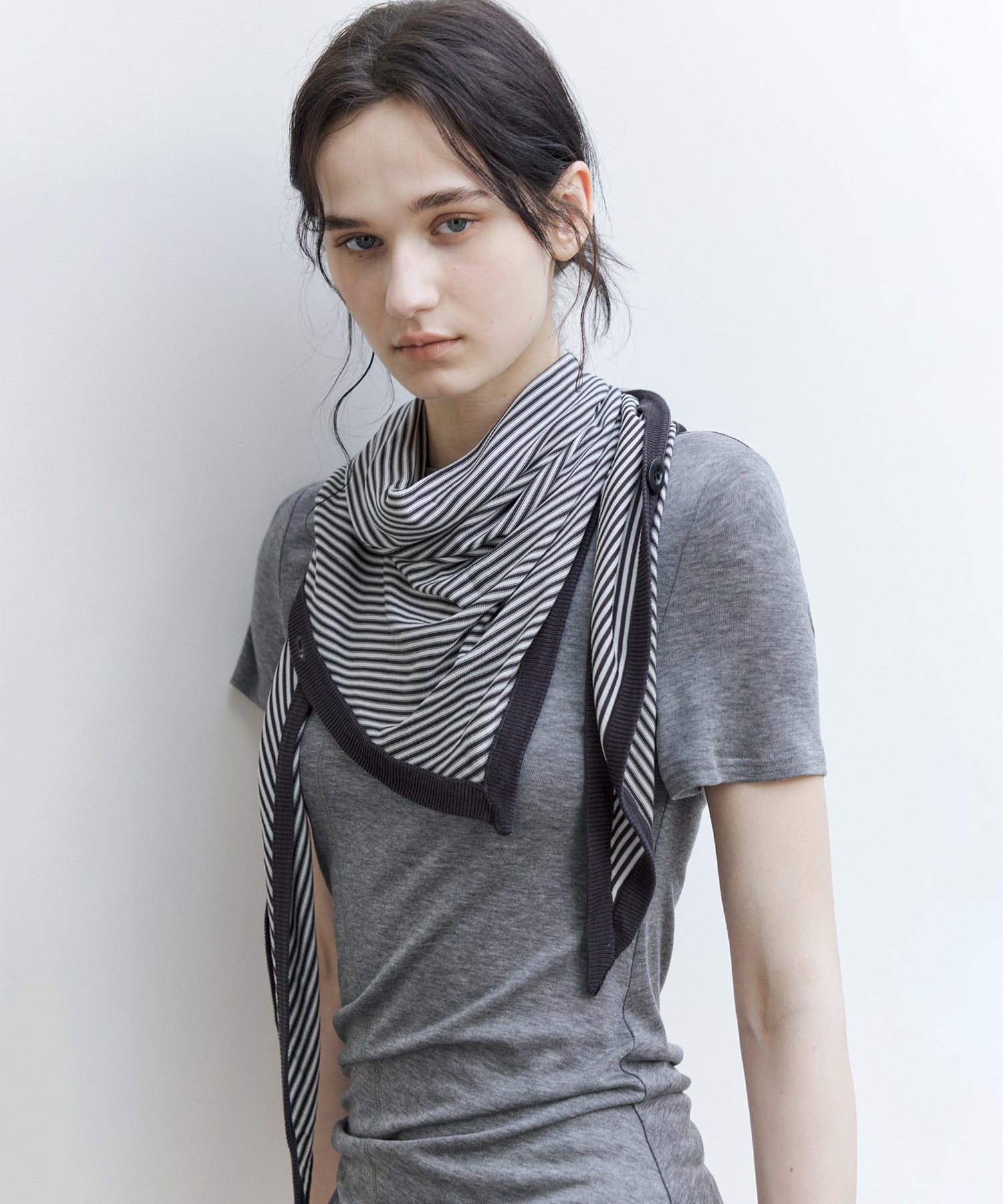 Asymmetric Hem Fitted T-Shirt in Lyocell Blend