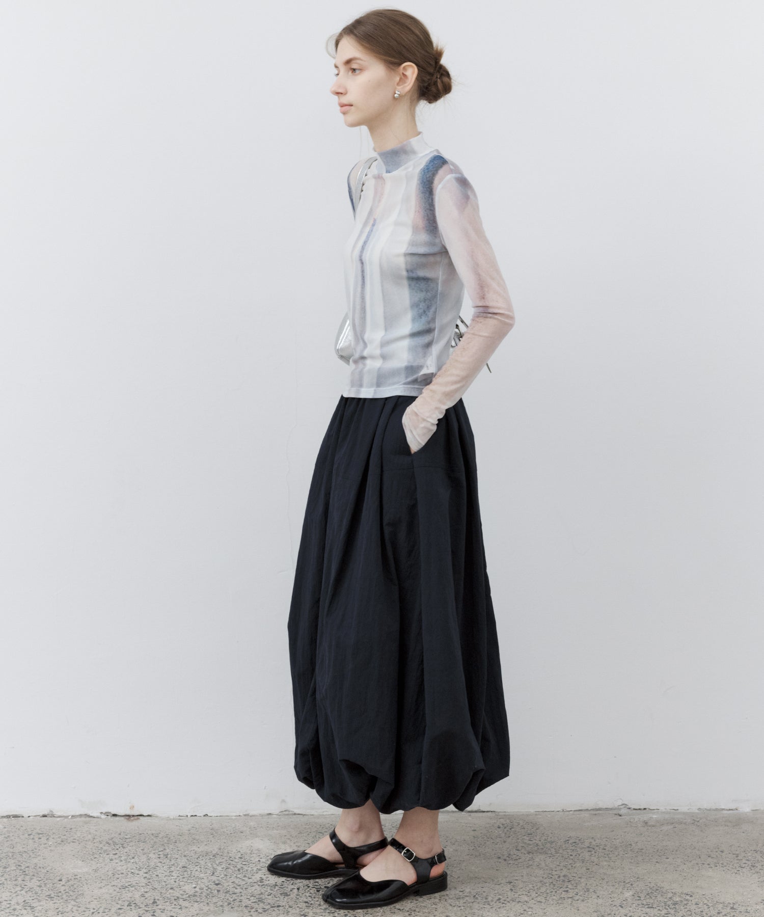 Structured Balloon Silhouette Long Skirt