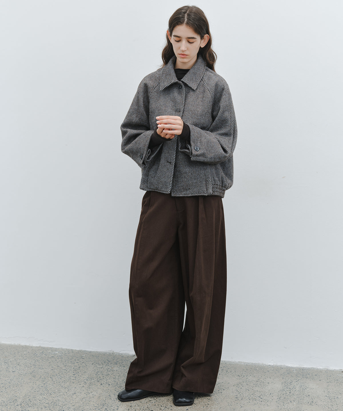 「10月下旬出荷予定」Back Elastic Wide Straight Pants