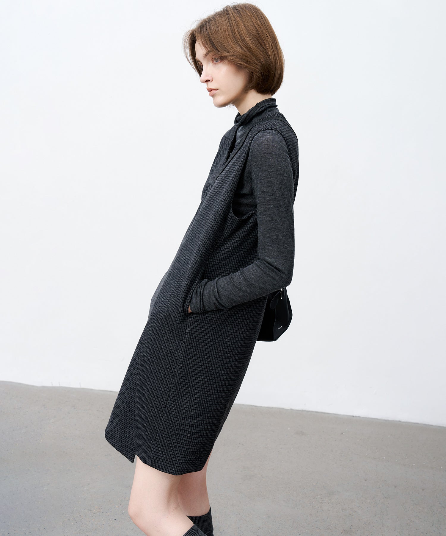 Jacquard Check Straight Jumper Dress