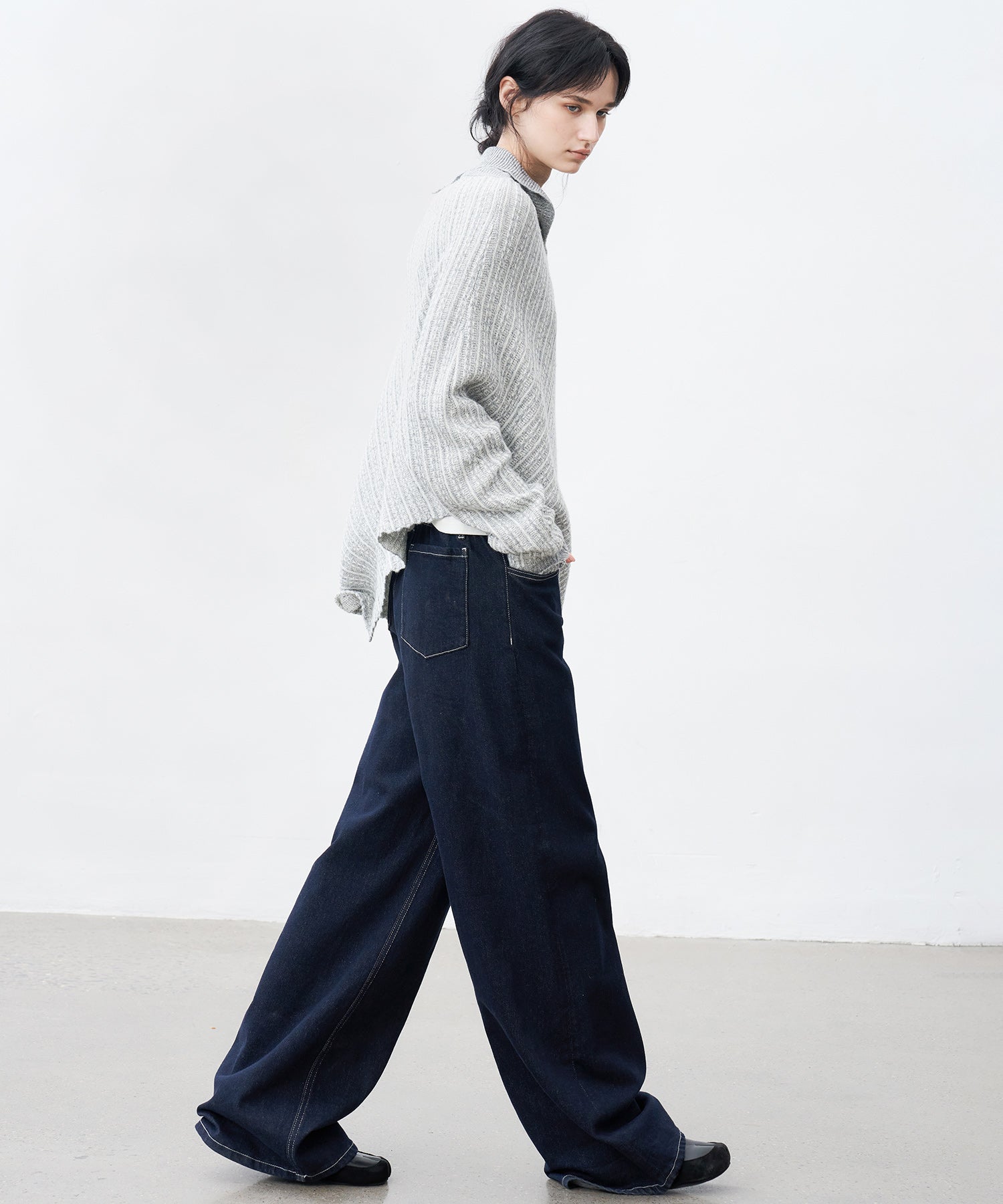 Asymmetric Textured Knit Sweater