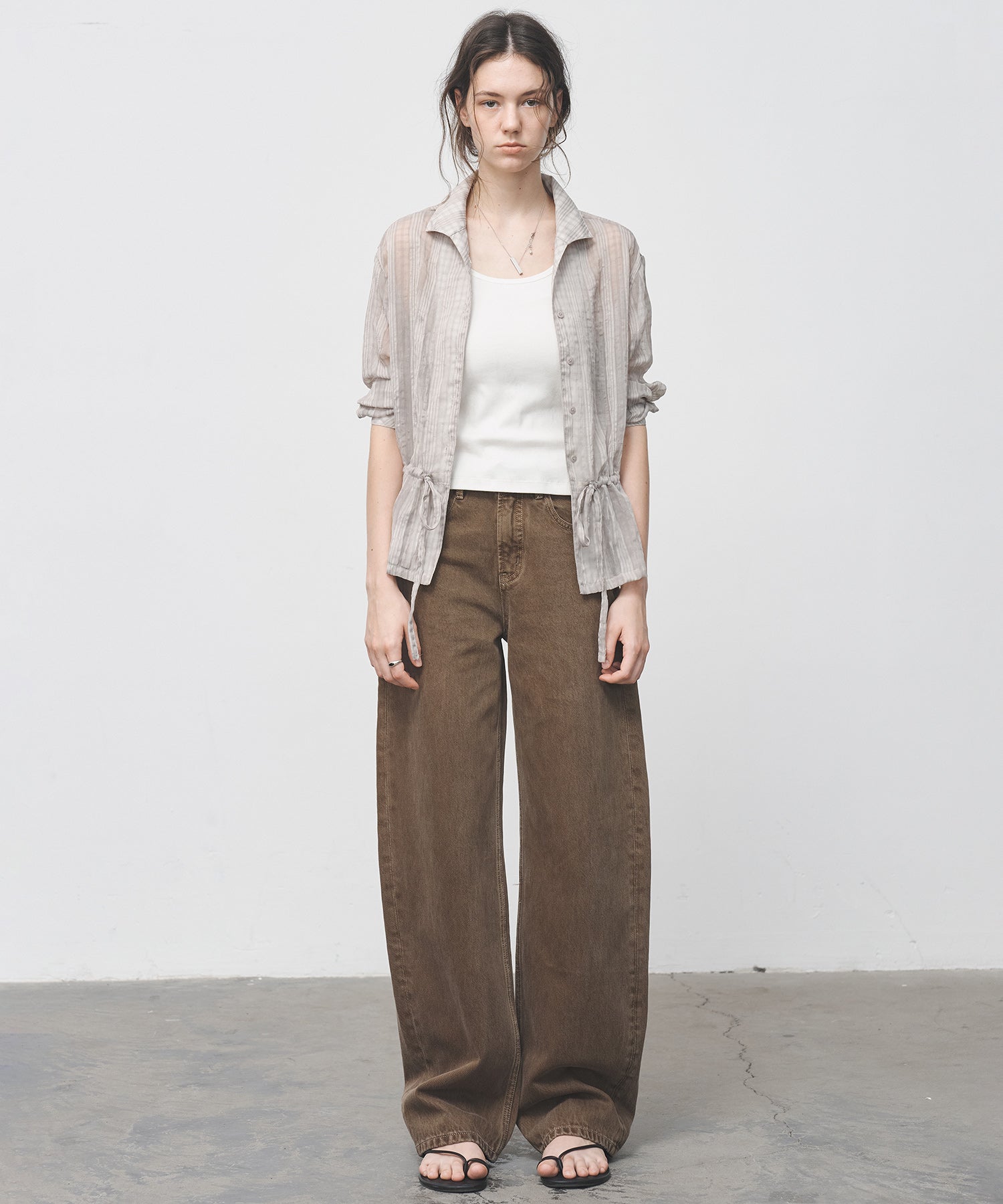 Drawstring Crinkled Check Shirt Jacket – Oversized Fit