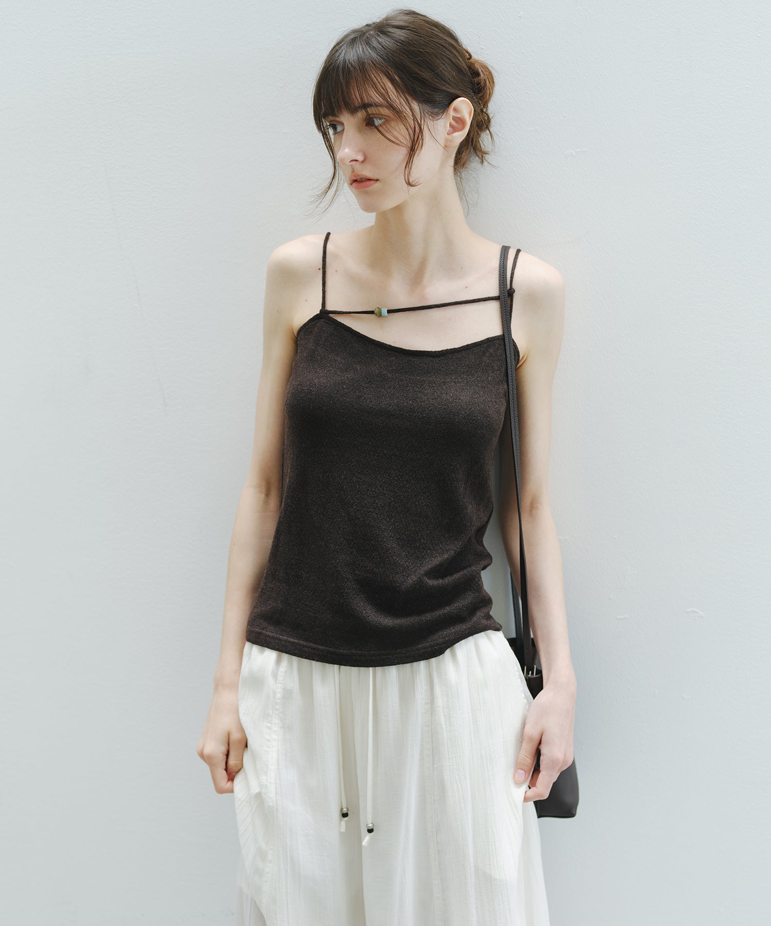 「8月中旬~下旬出荷」Wool Silk Beaded Strap Camisole