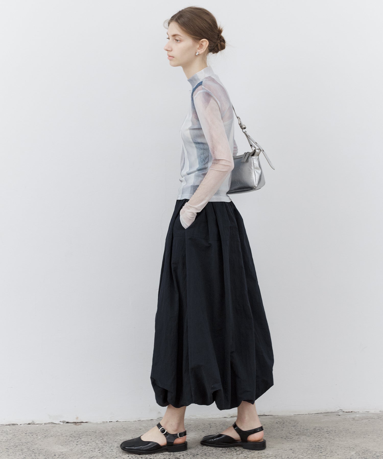 Structured Balloon Silhouette Long Skirt