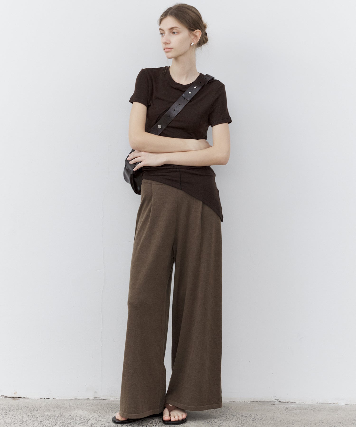 Drawstring Knit Wide Pants