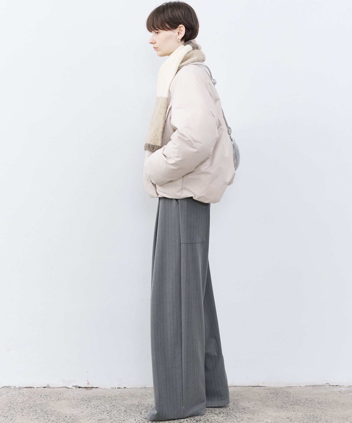 High-Waisted Striped Wide Slacks