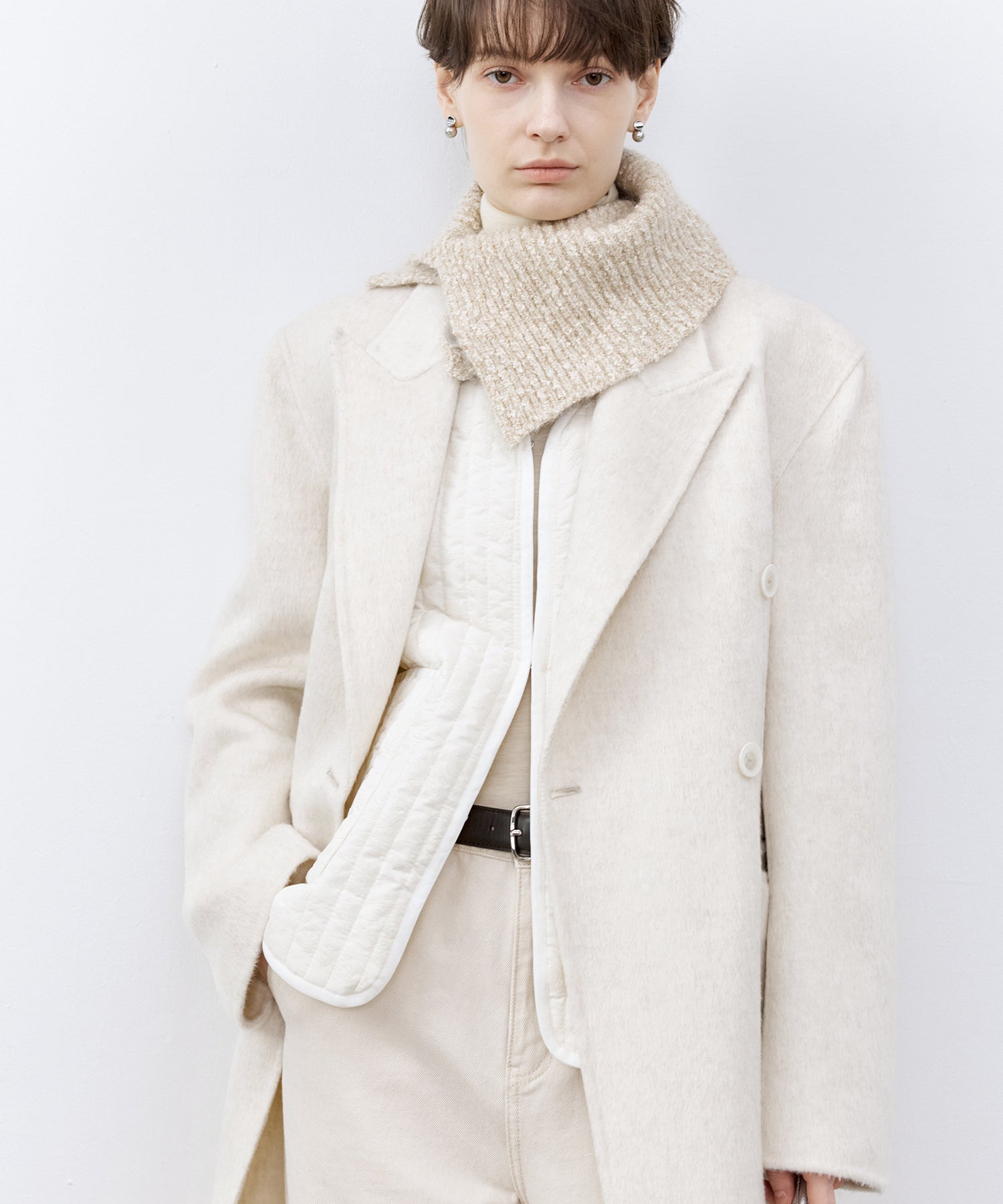 Flocked Jacquard Texture V-Neck Quilted Cotton Vest