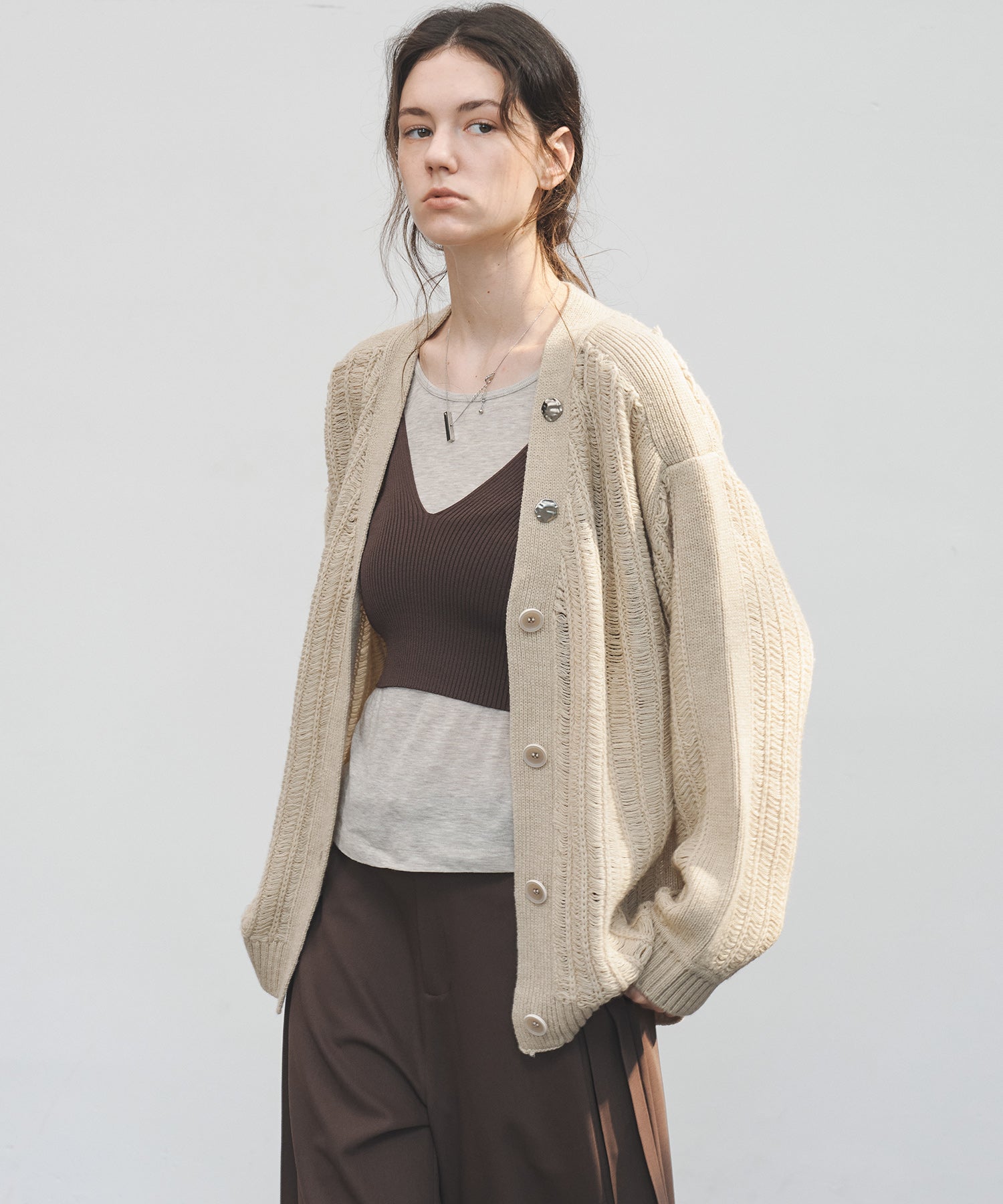 3D Textured Knit Loose Fit Cardigan
