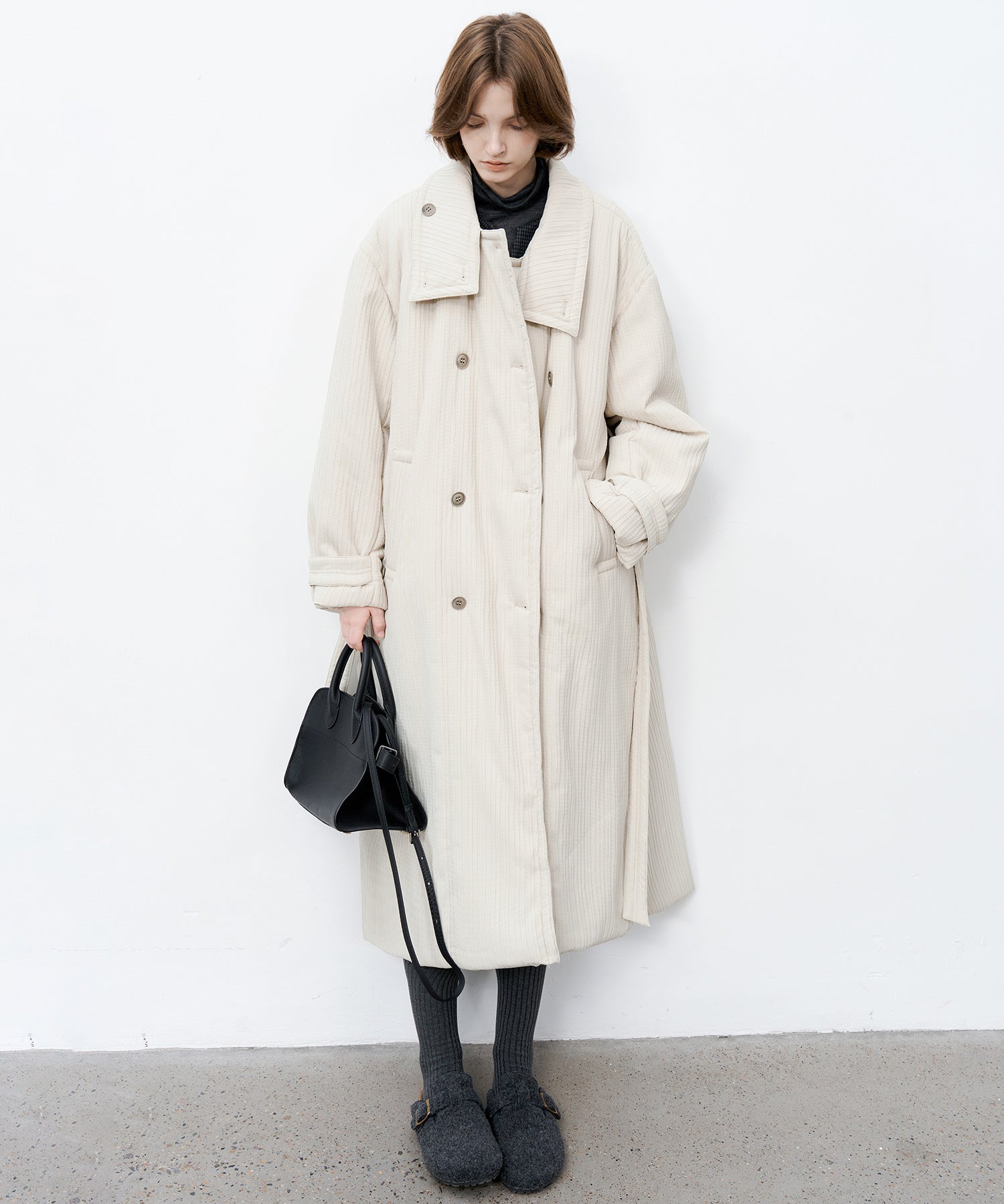 Stand Collar Oversized Long Cotton Coat