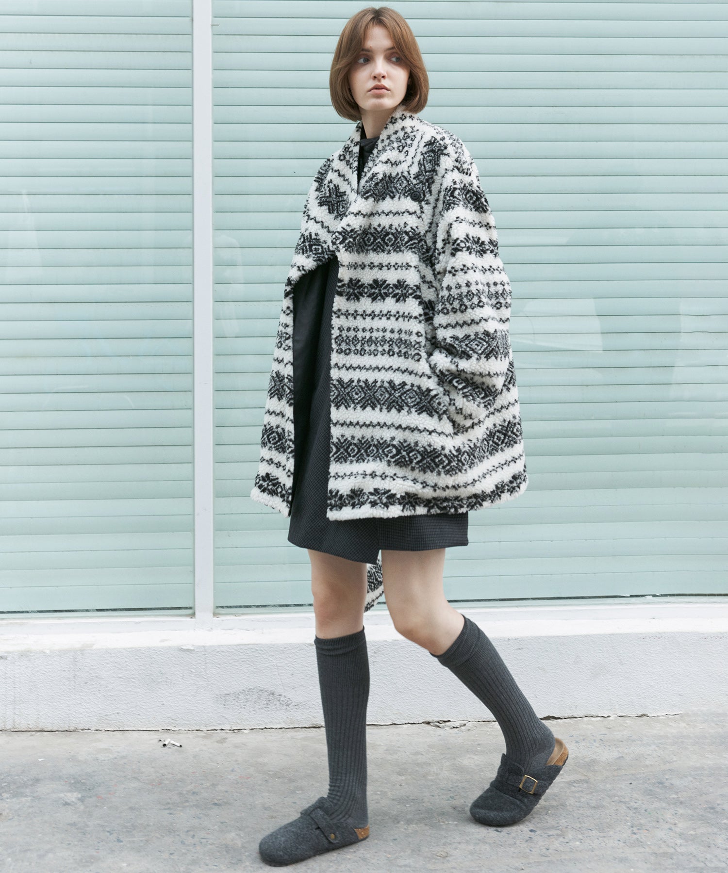 Fair Isle Relaxed Fit Fleece Jacket