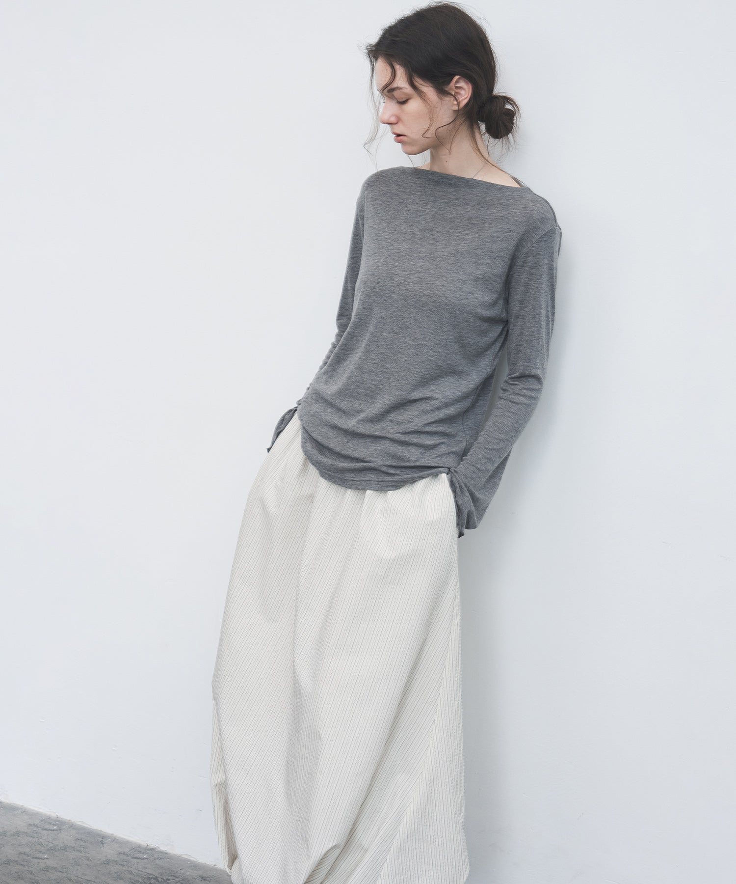Twist-Detail Striped Balloon Skirt