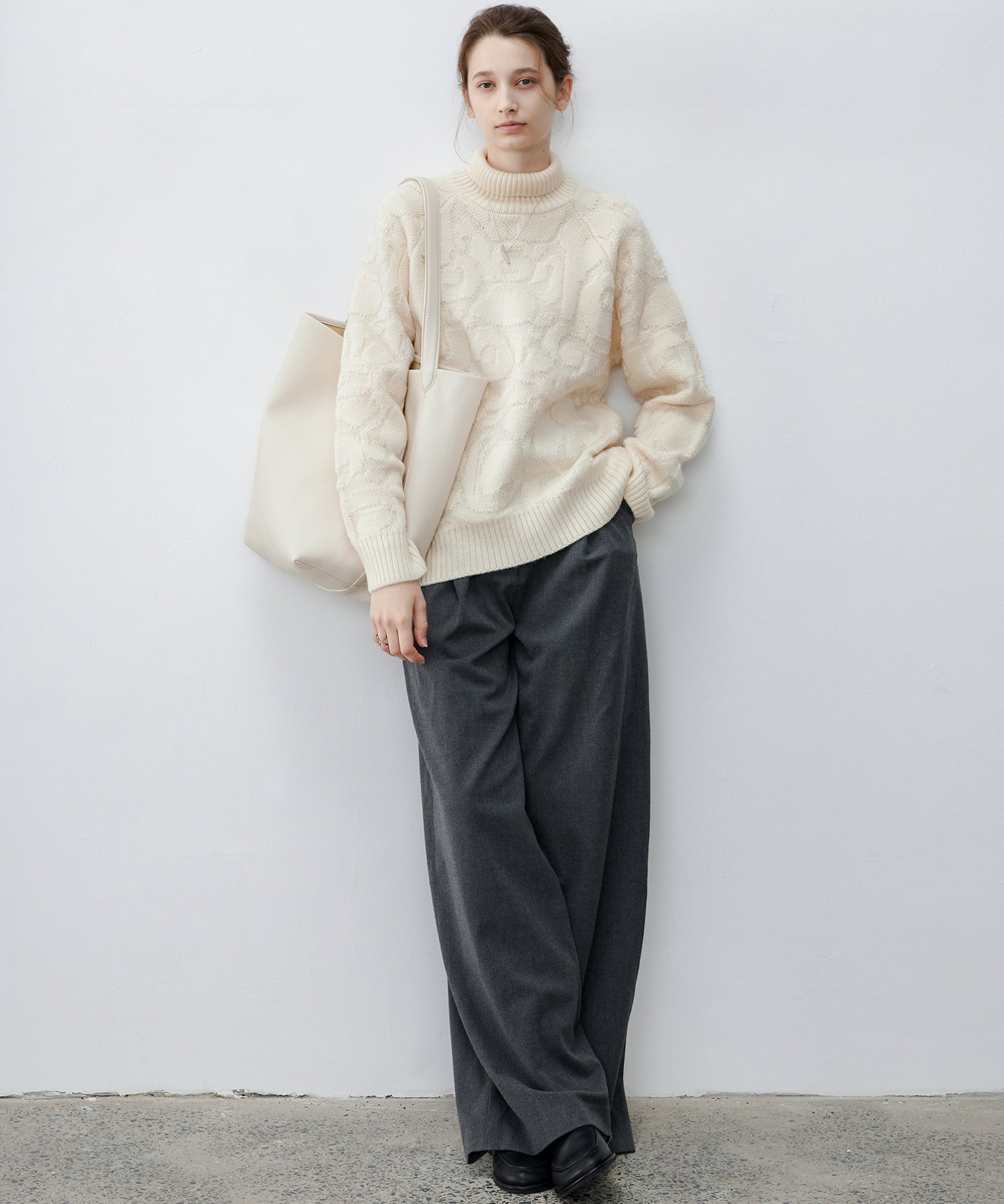 High Neck Jacquard Design Knit