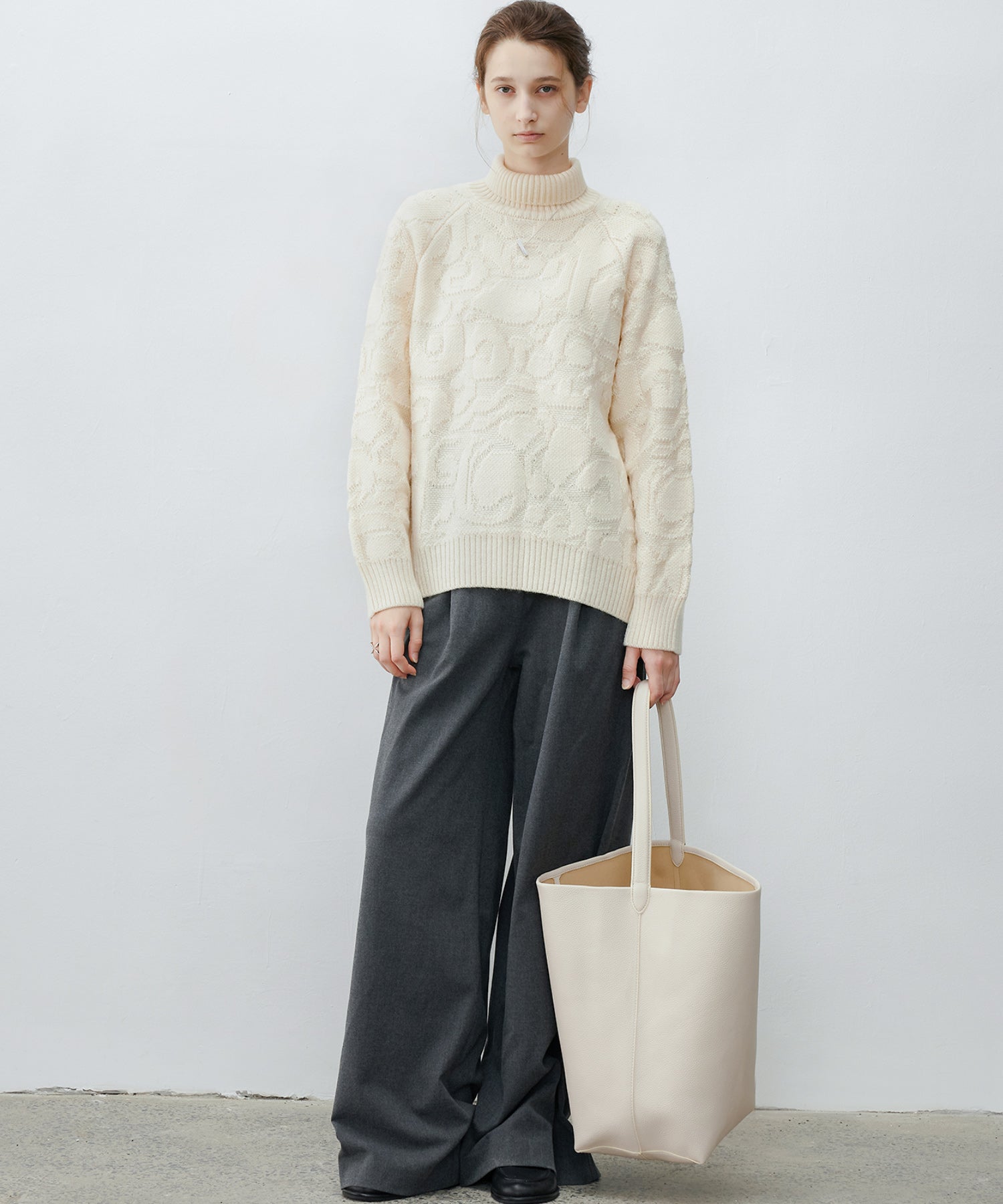 High Neck Jacquard Design Knit