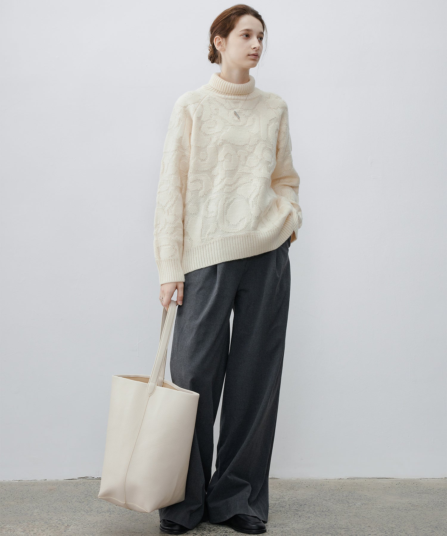 High Neck Jacquard Design Knit