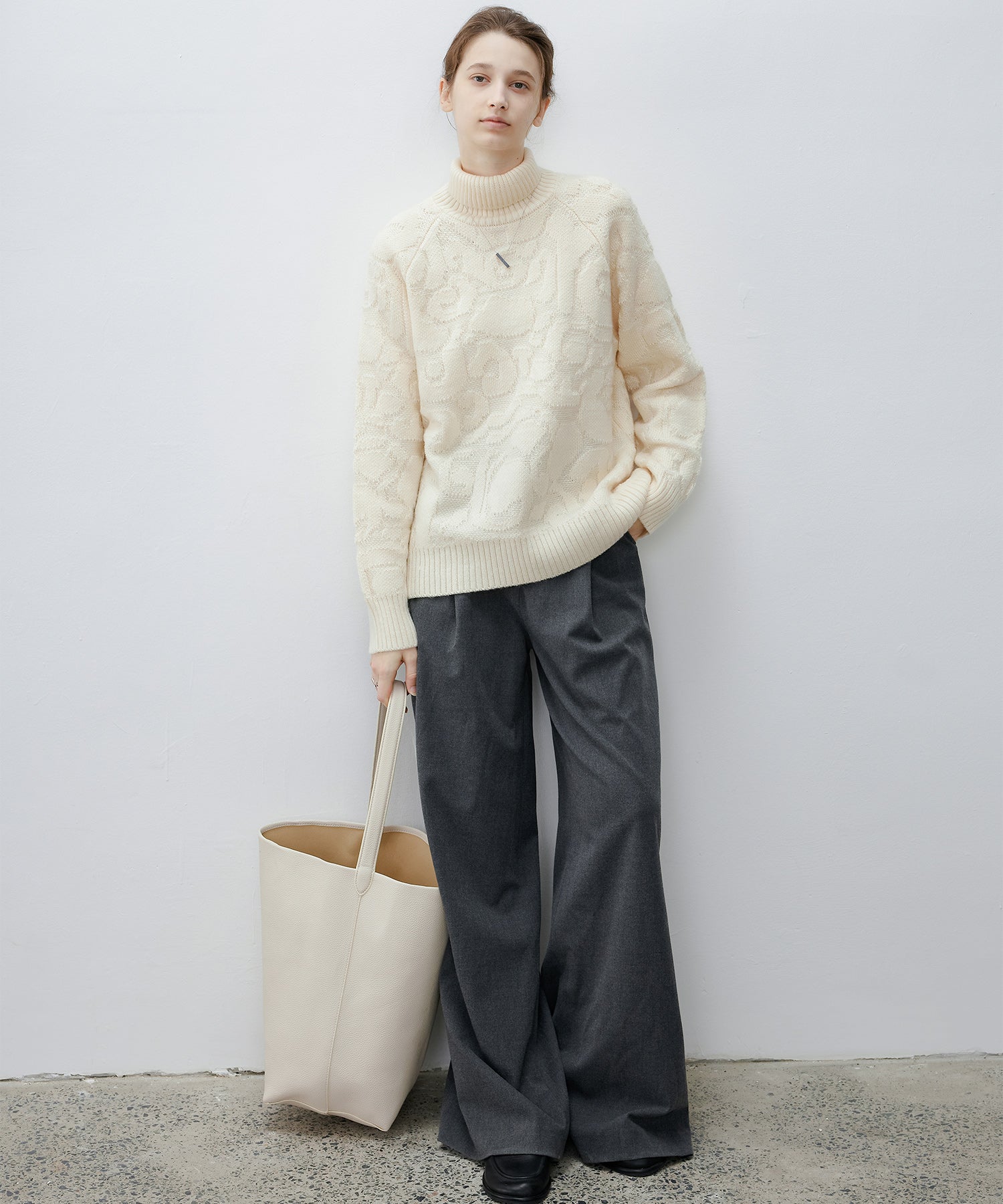 High Neck Jacquard Design Knit