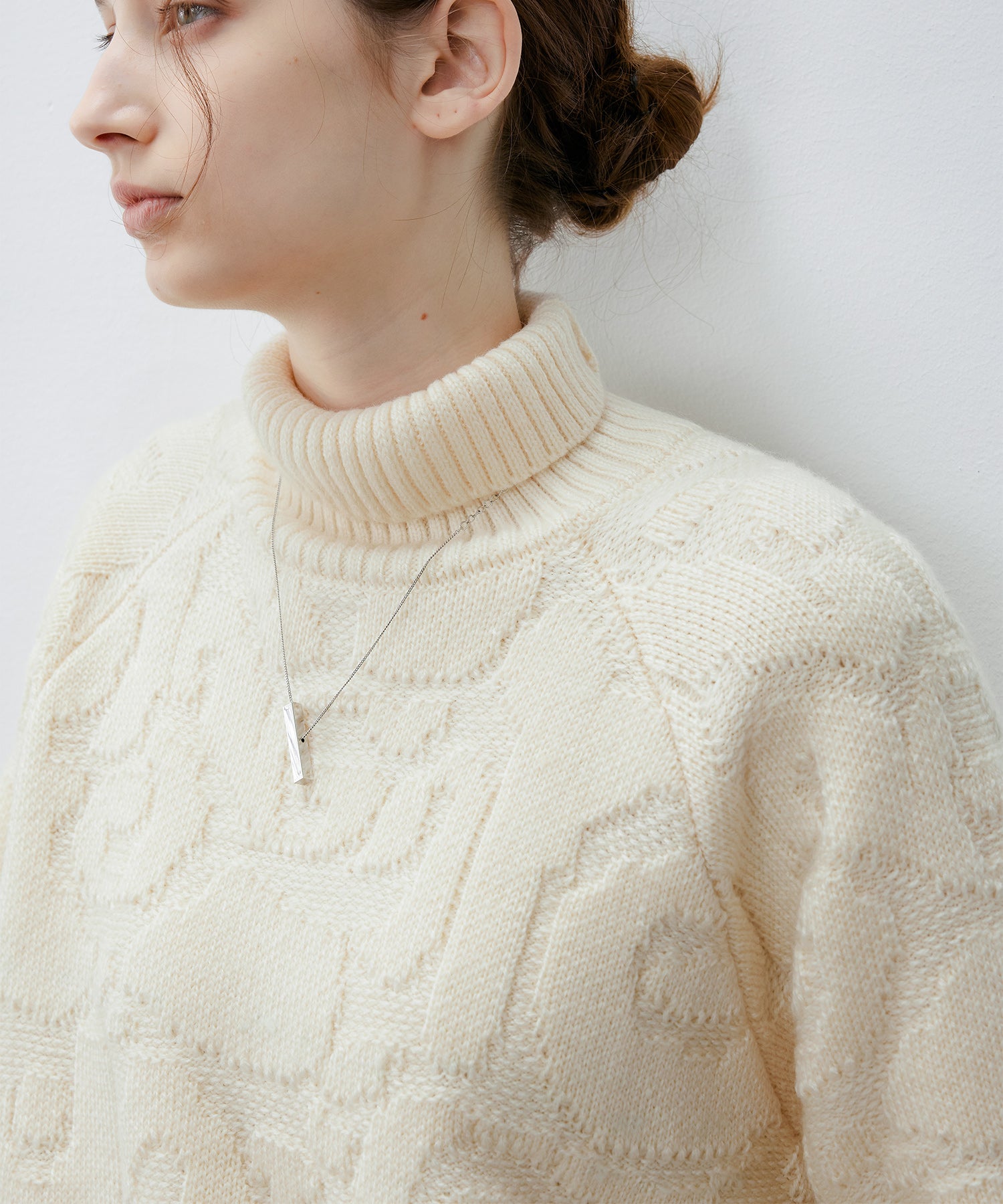 High Neck Jacquard Design Knit