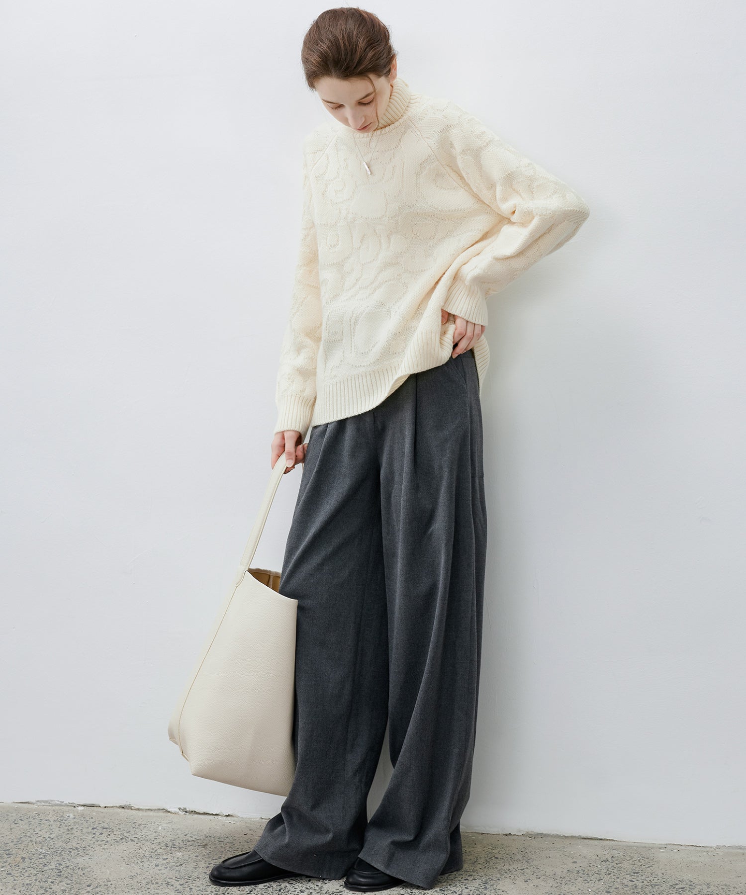 High Neck Jacquard Design Knit