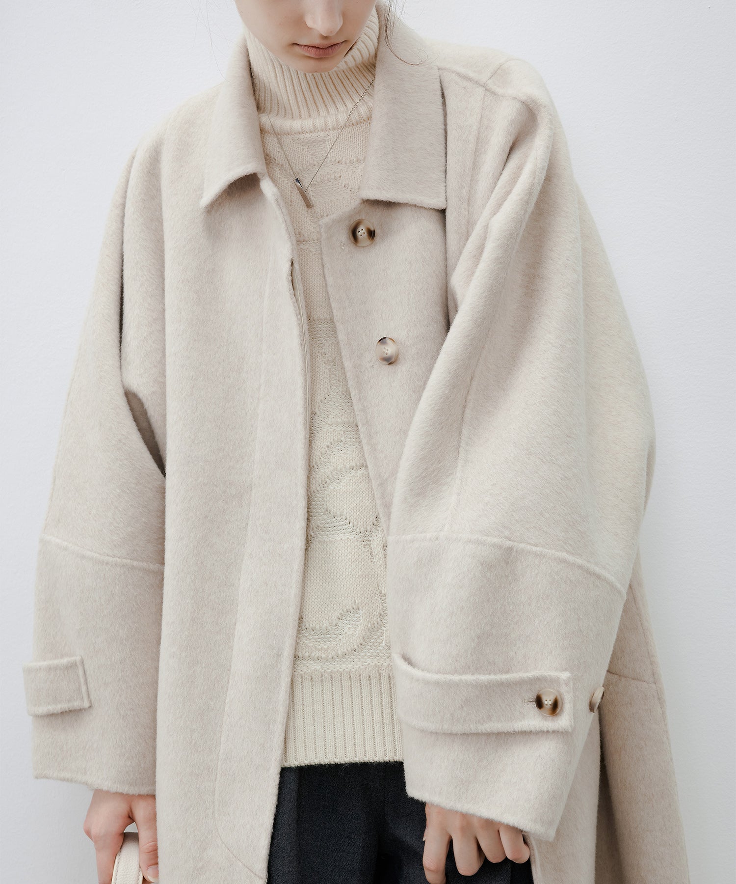 High Neck Jacquard Design Knit