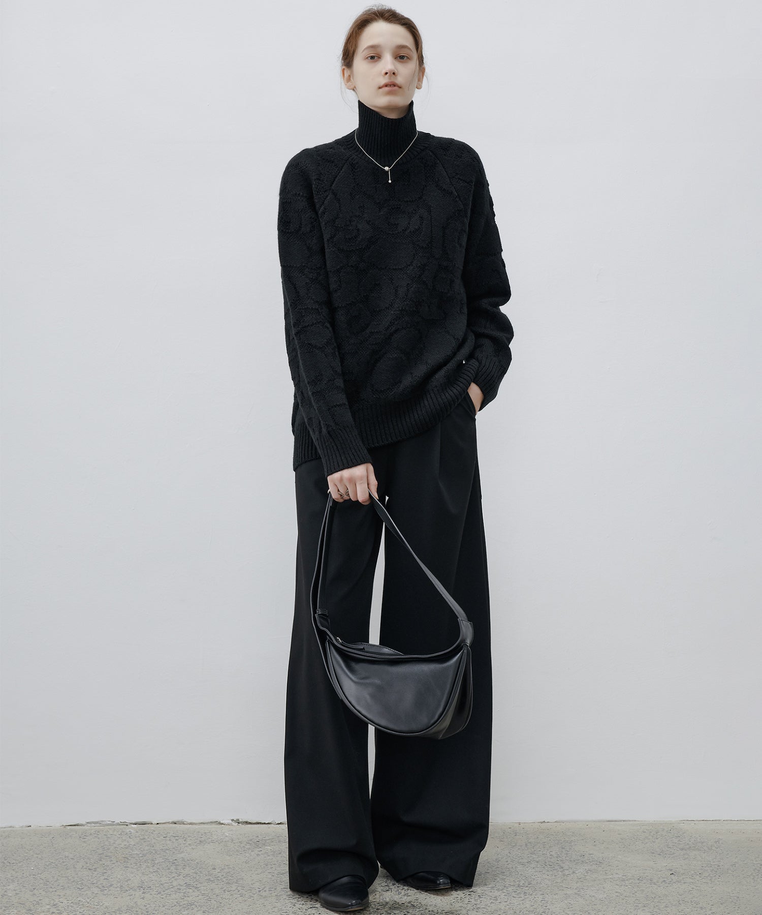 High Neck Jacquard Design Knit