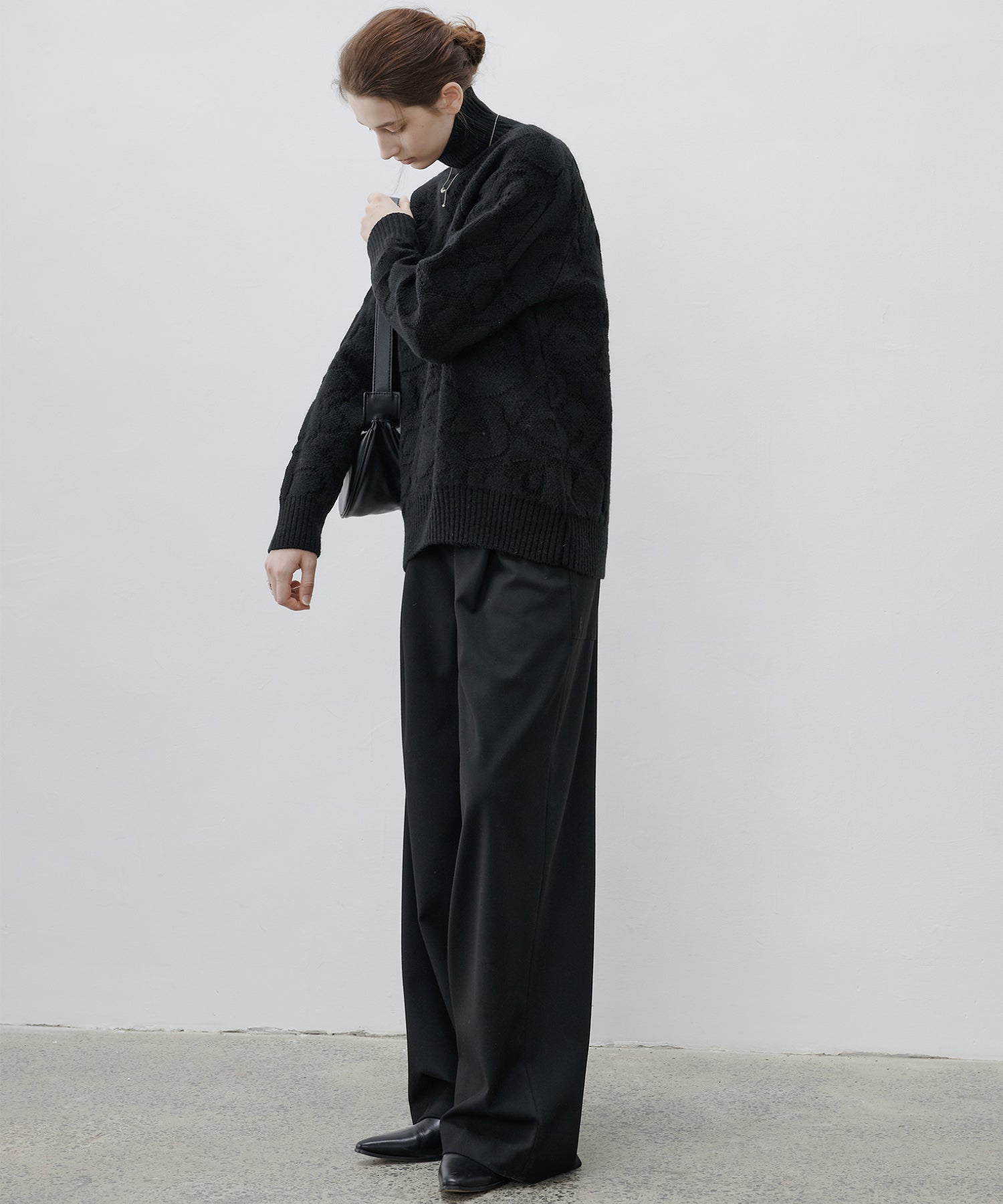 High Neck Jacquard Design Knit