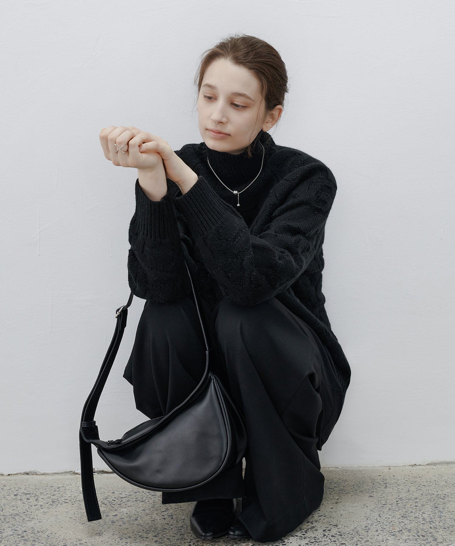 High Neck Jacquard Design Knit