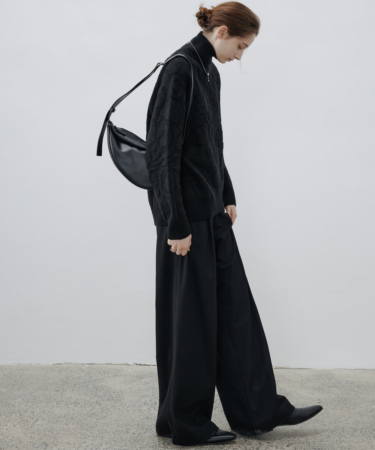 High Neck Jacquard Design Knit