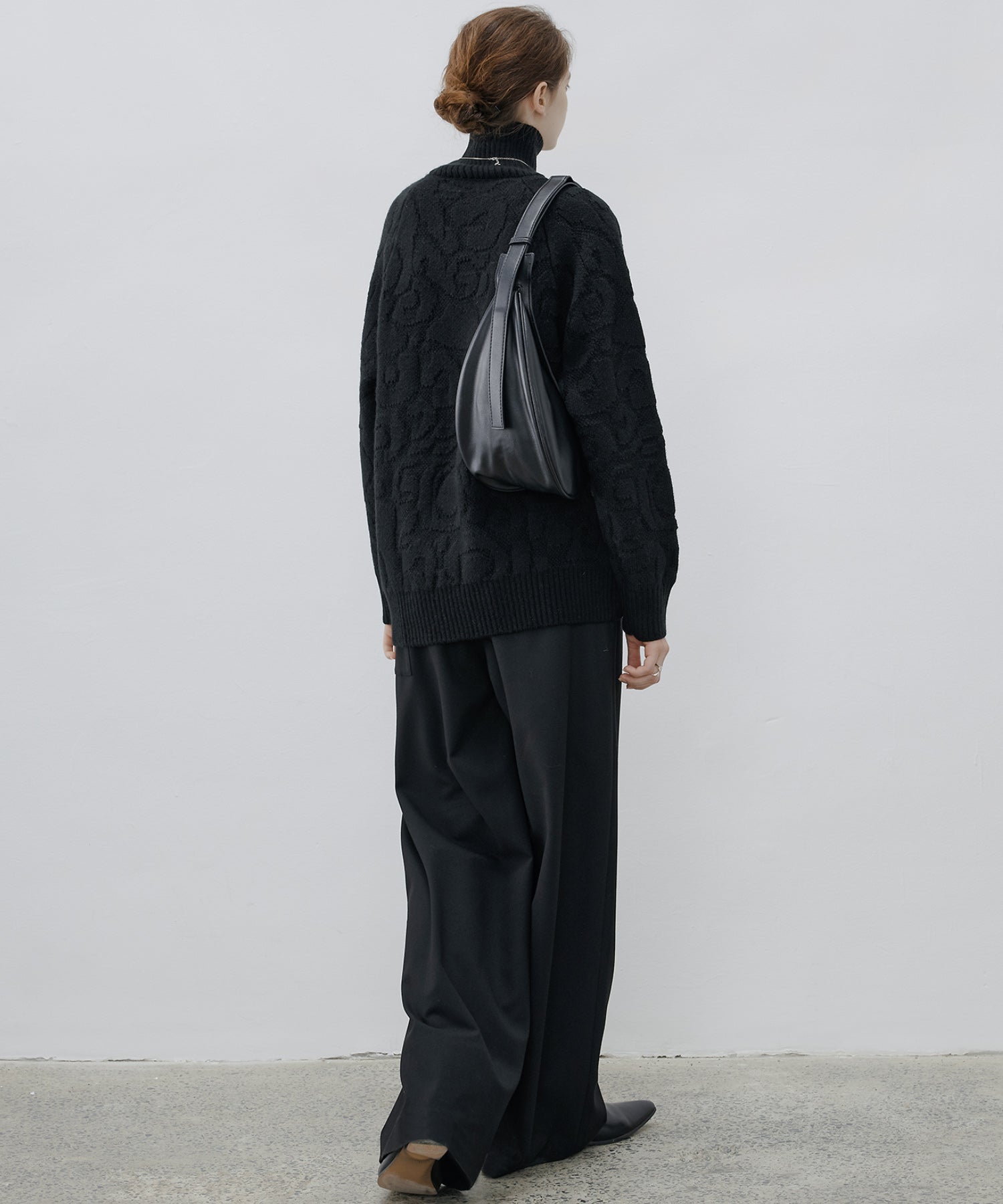 High Neck Jacquard Design Knit