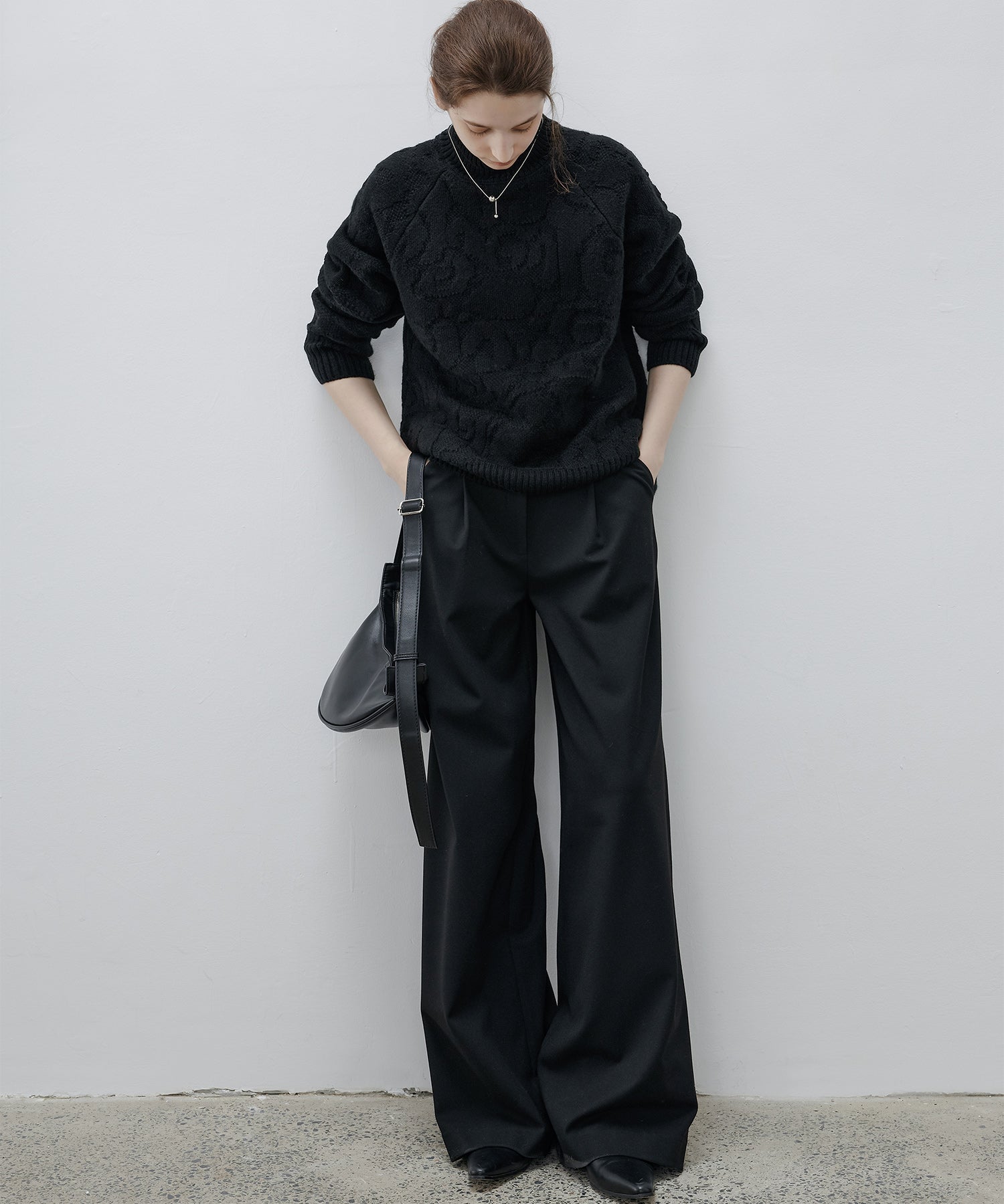 High Neck Jacquard Design Knit