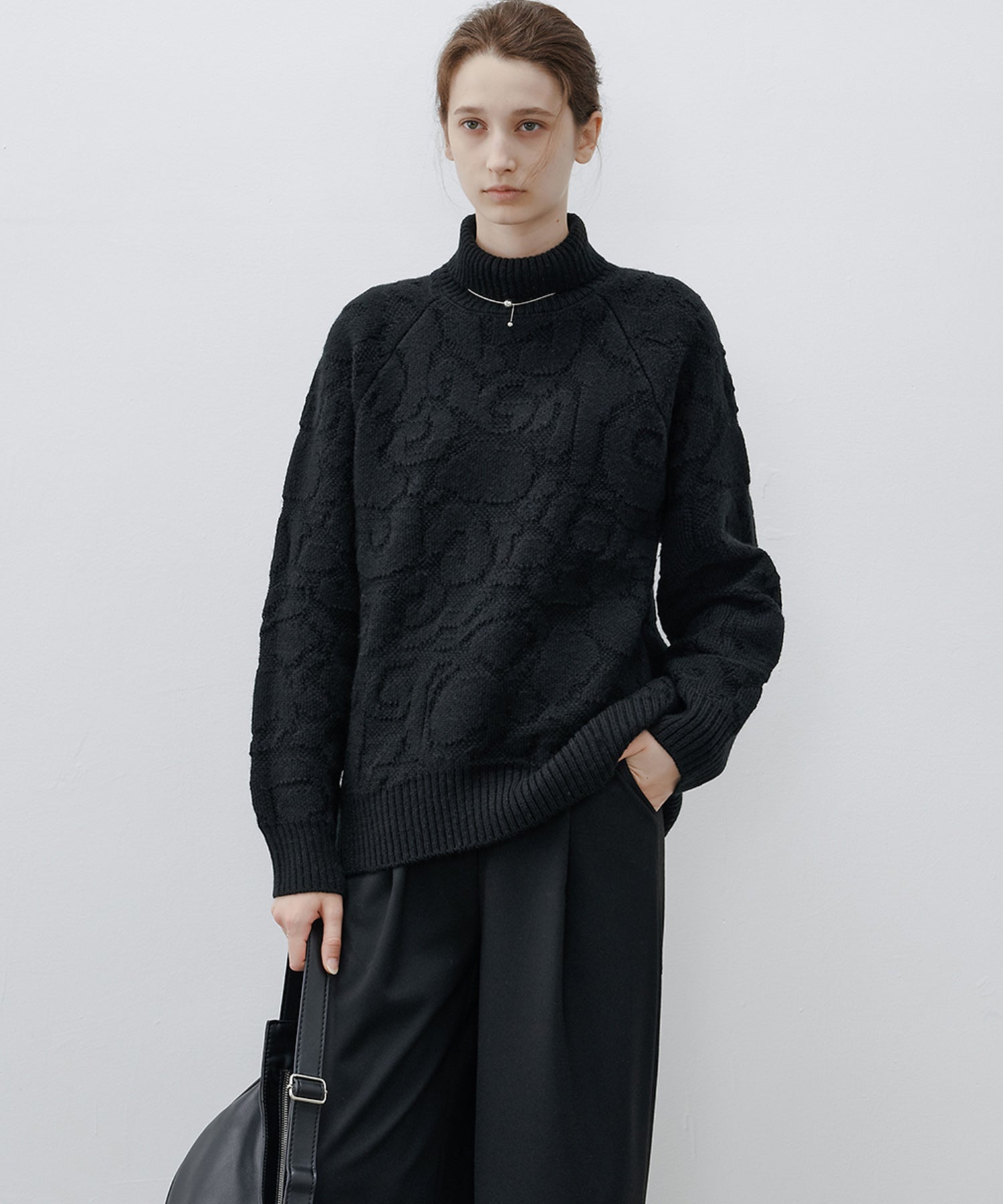 High Neck Jacquard Design Knit