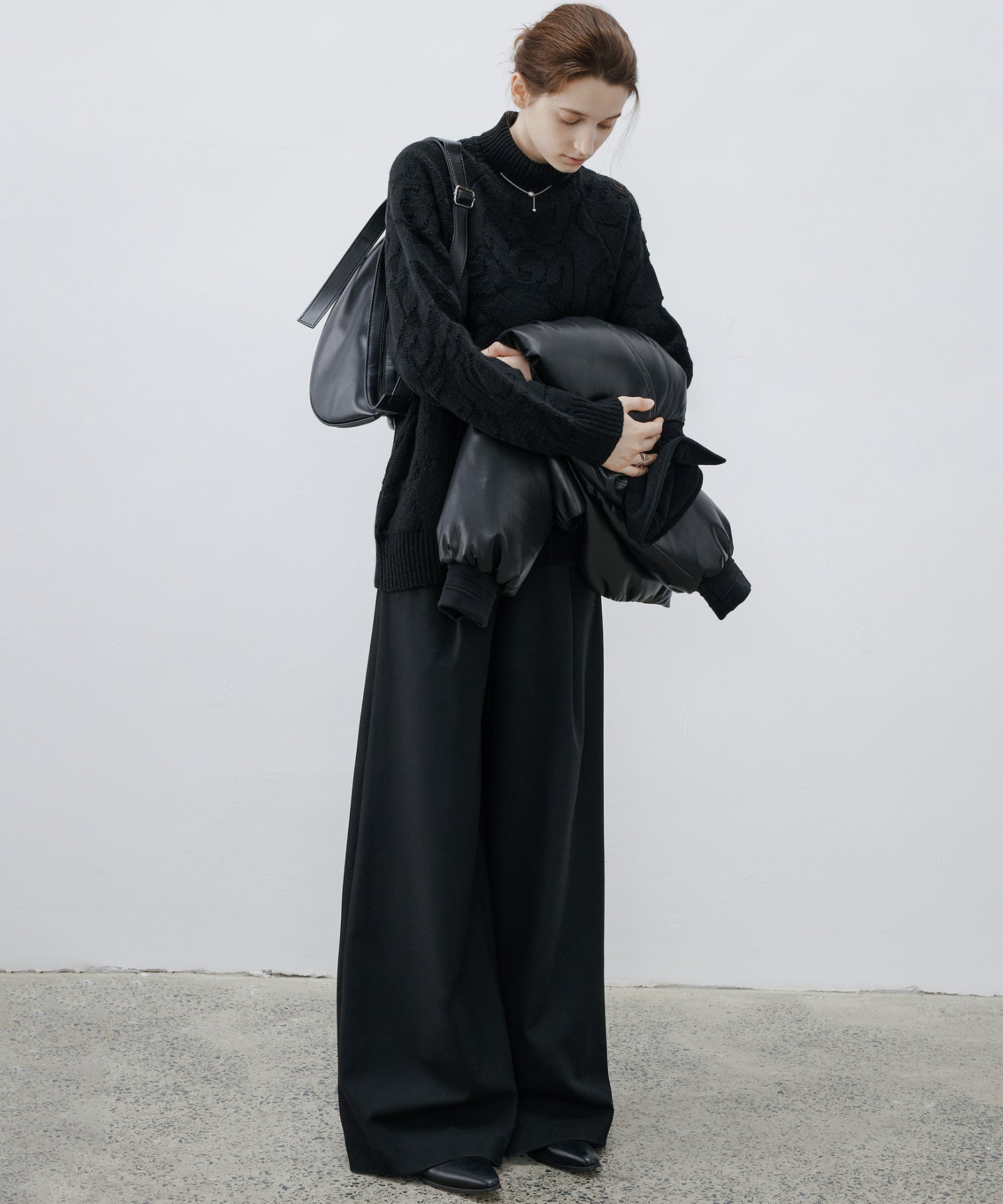 High Neck Jacquard Design Knit