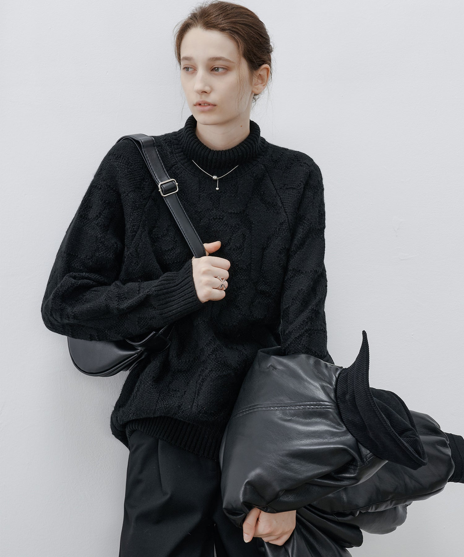 High Neck Jacquard Design Knit