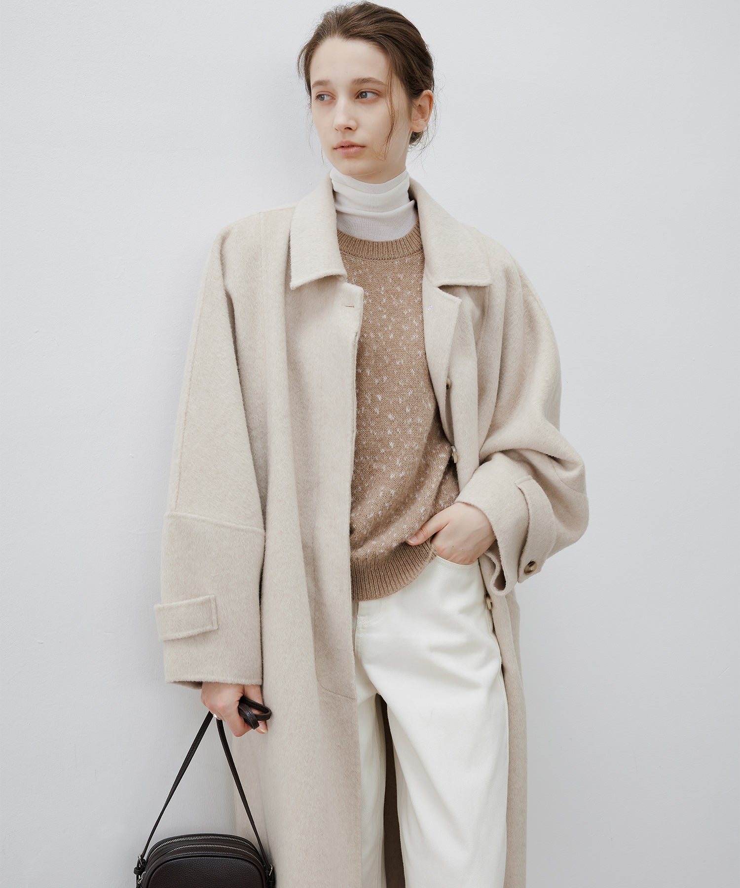 Wool Blend Jacquard Crew Neck Sweater