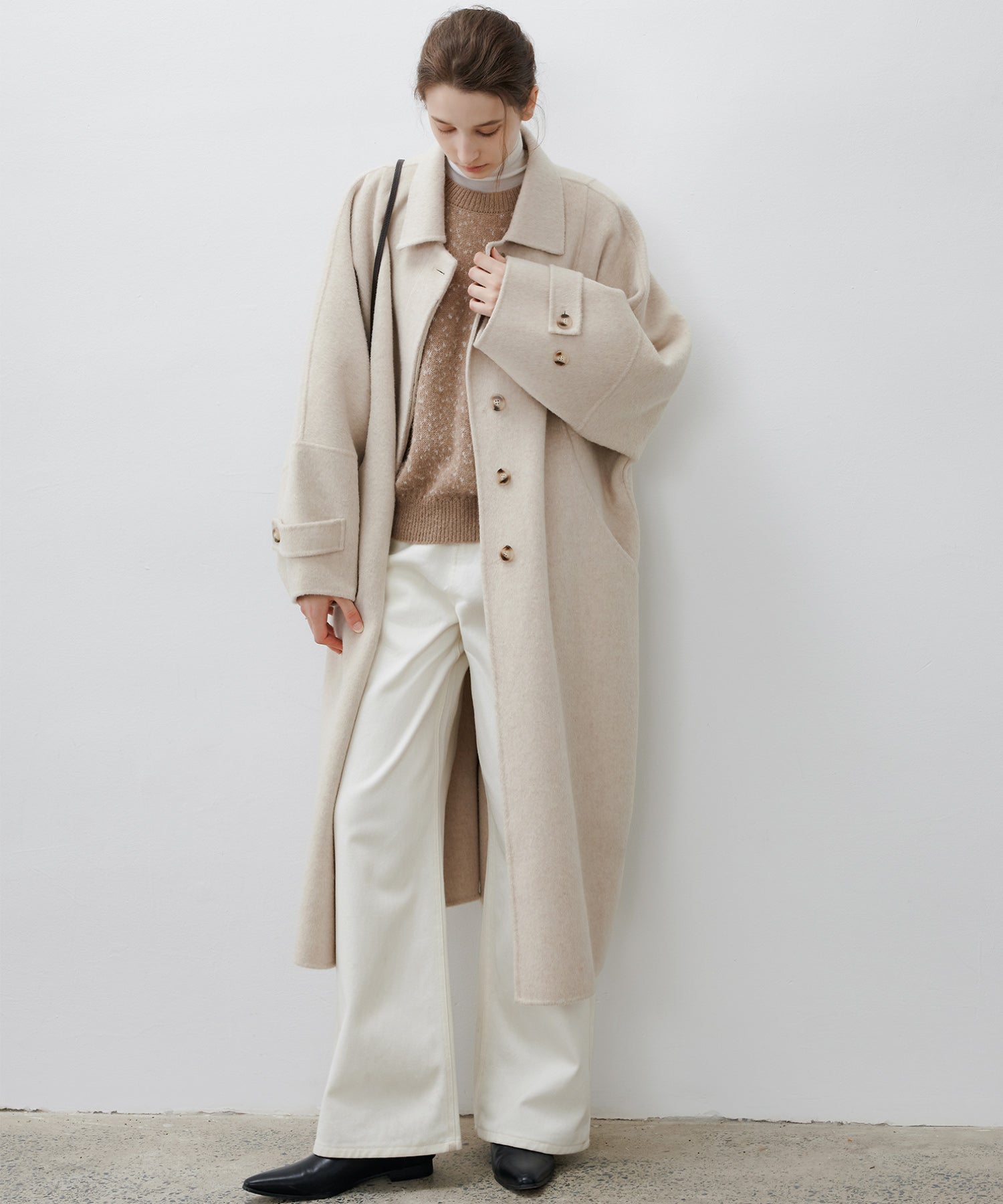 Wool Blend Jacquard Crew Neck Sweater