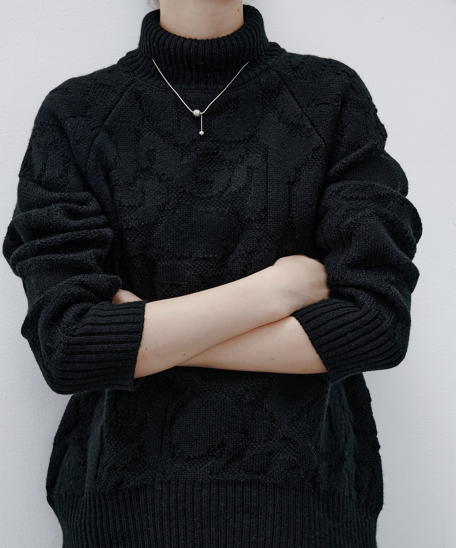 High Neck Jacquard Design Knit