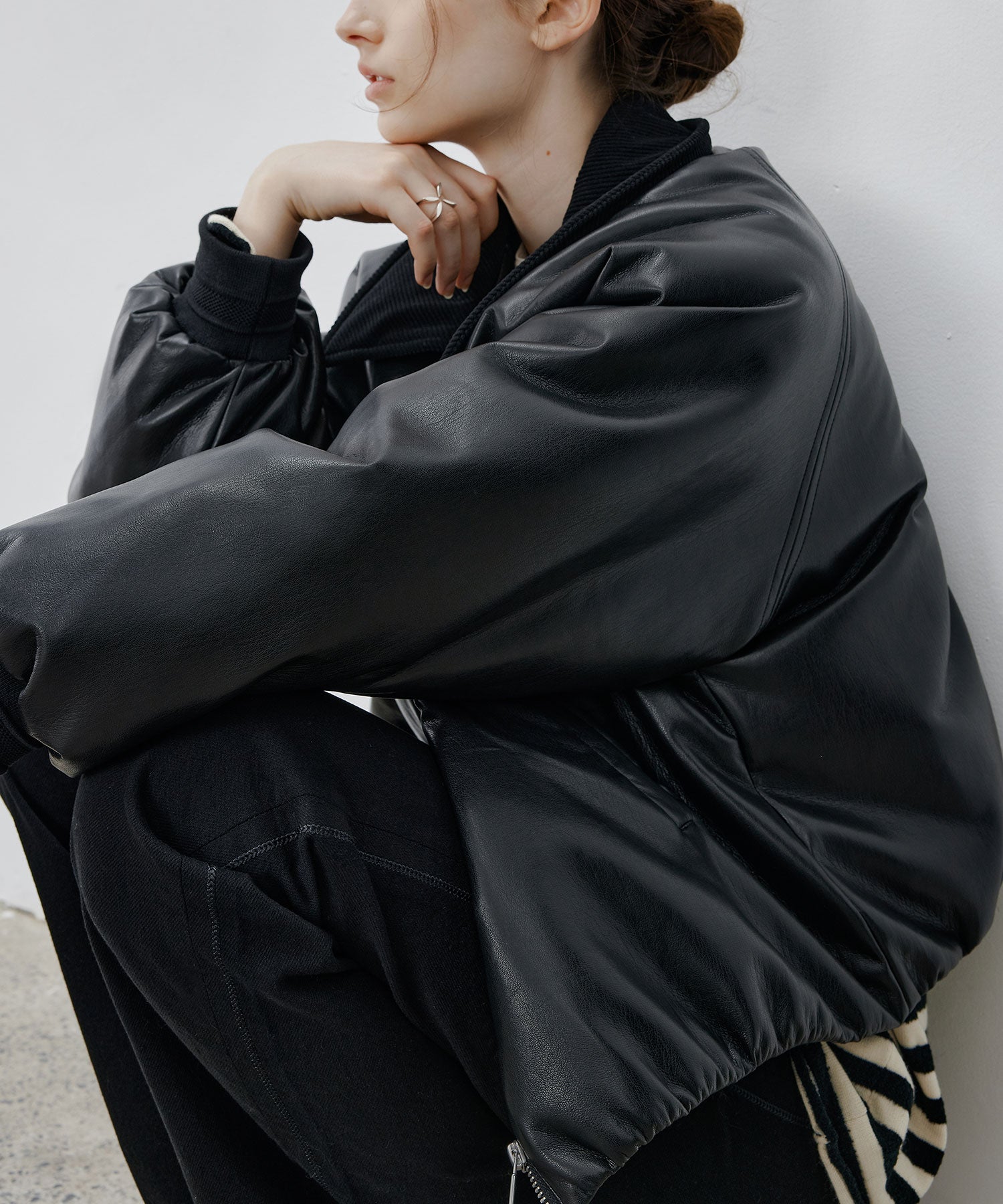 Faux Leather Flight Jacket