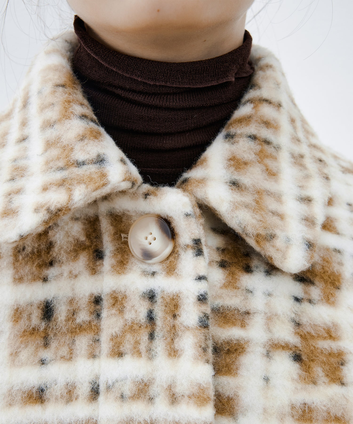Hazy Plaid Tailored Wool Short Over-coat