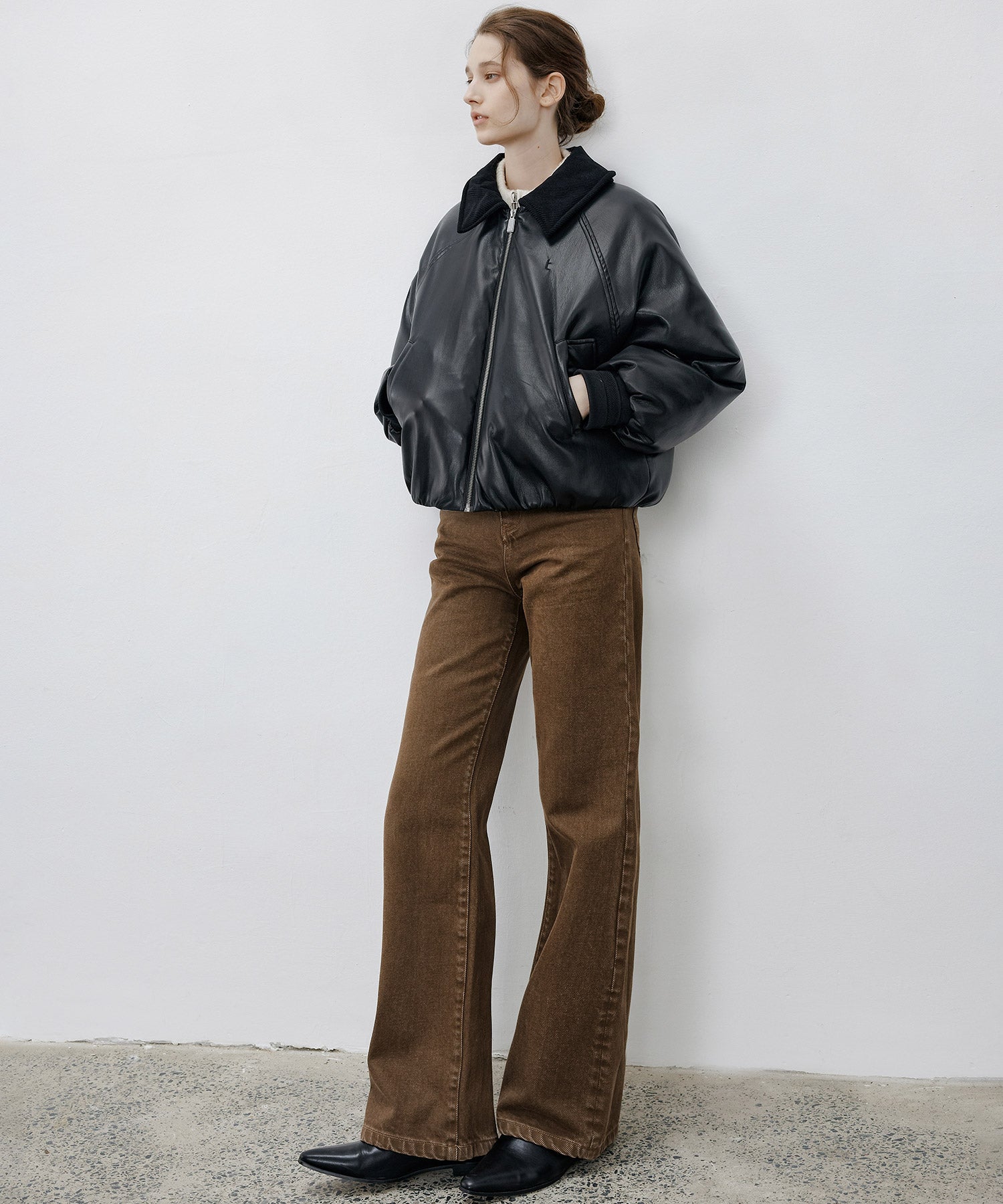 Faux Leather Flight Jacket