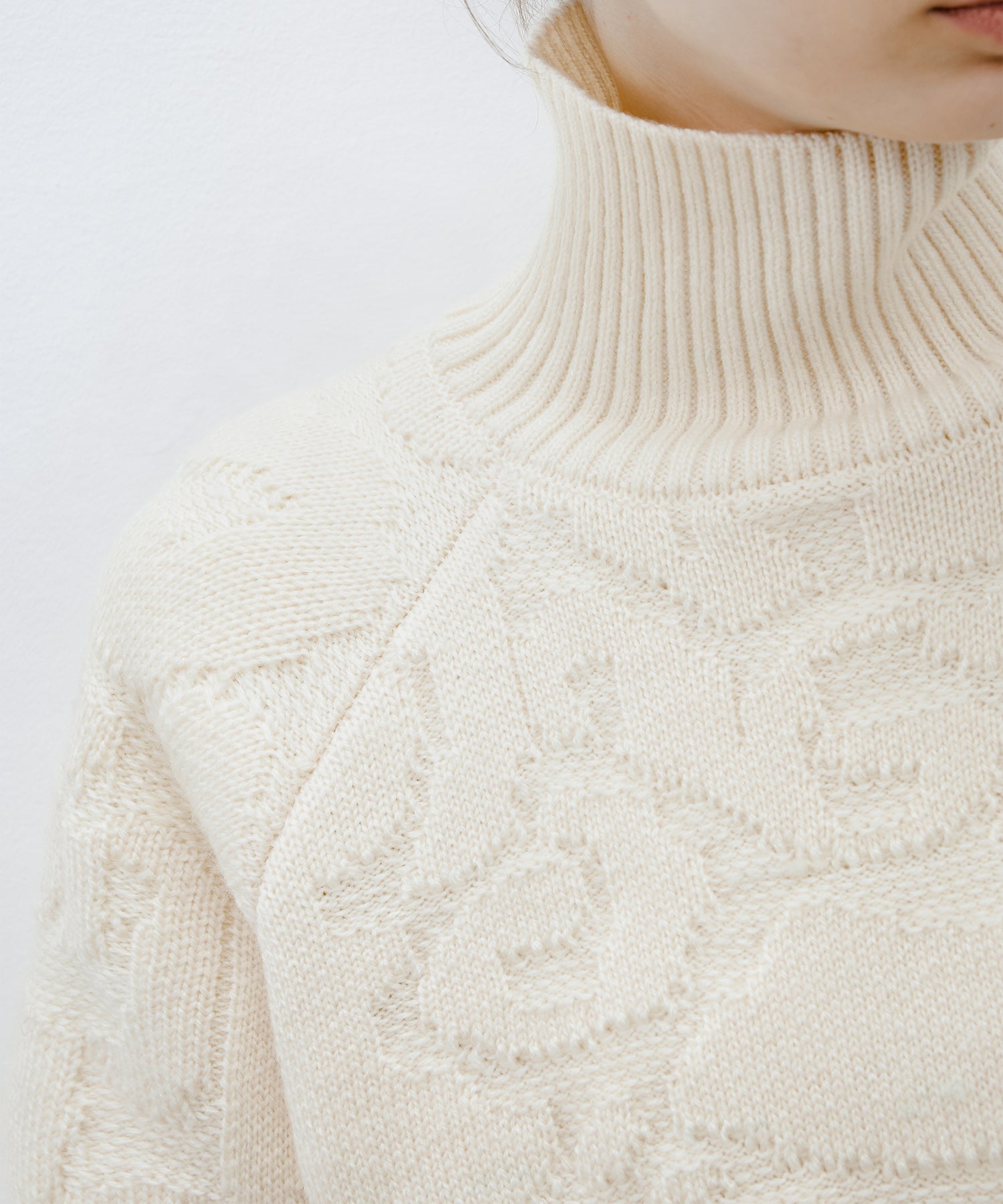 High Neck Jacquard Design Knit