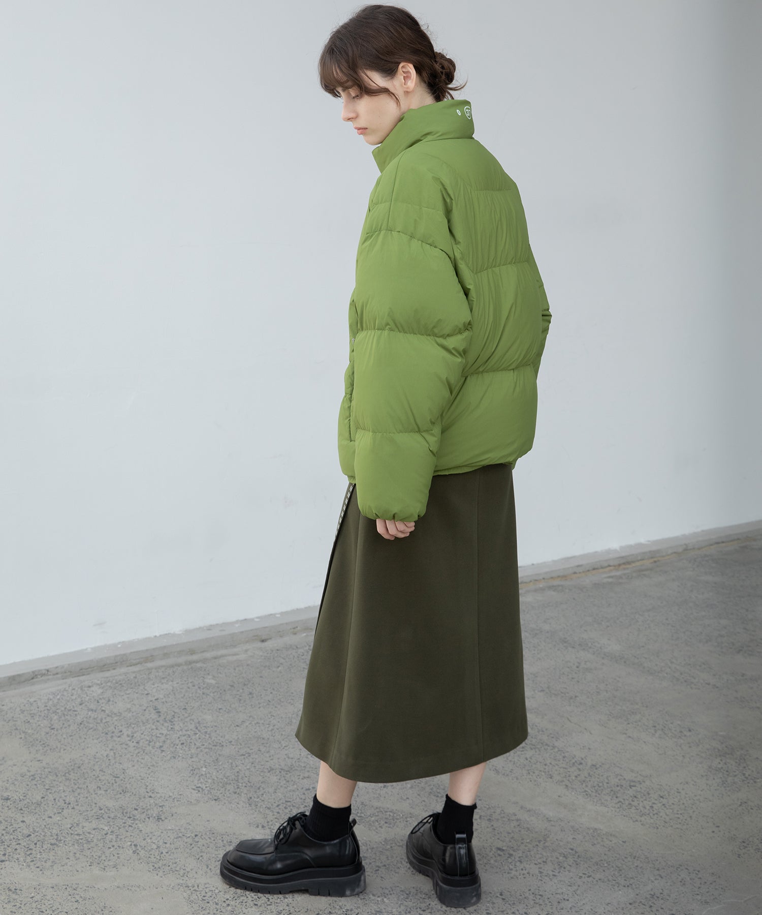 Color scheme stitch wrap design semi-flare skirt