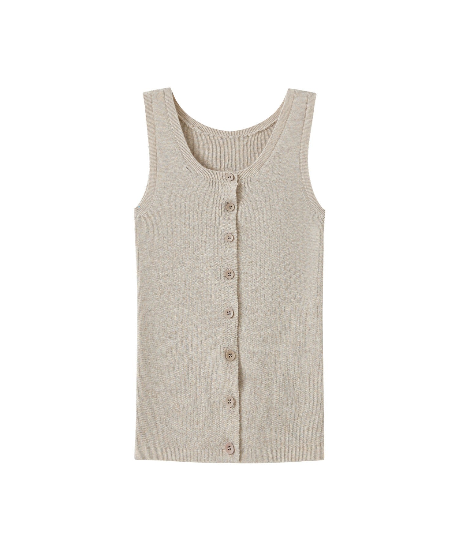 Rib Knit Button-Front Tank Top