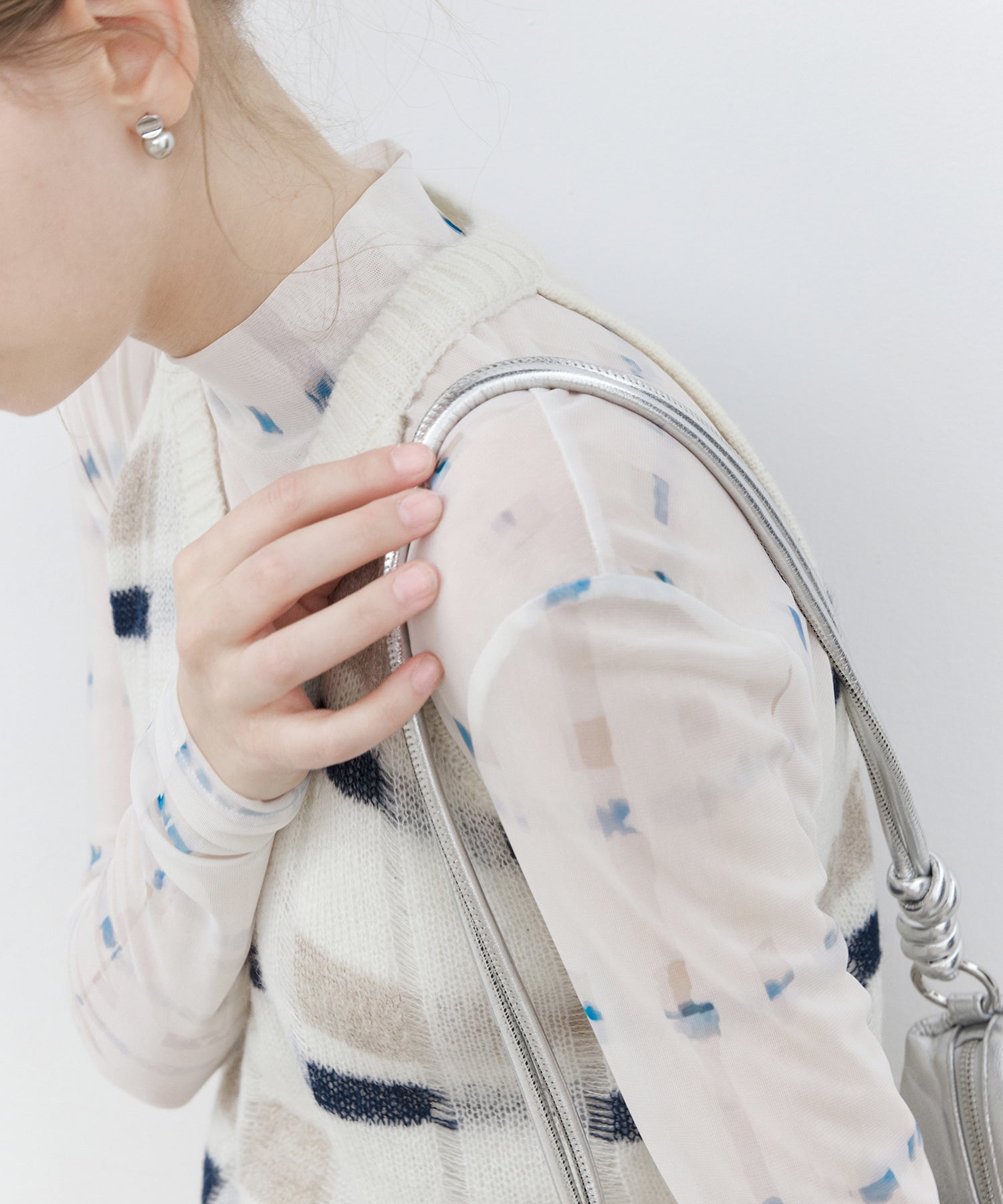 Check Jacquard V-Neck Knit Vest