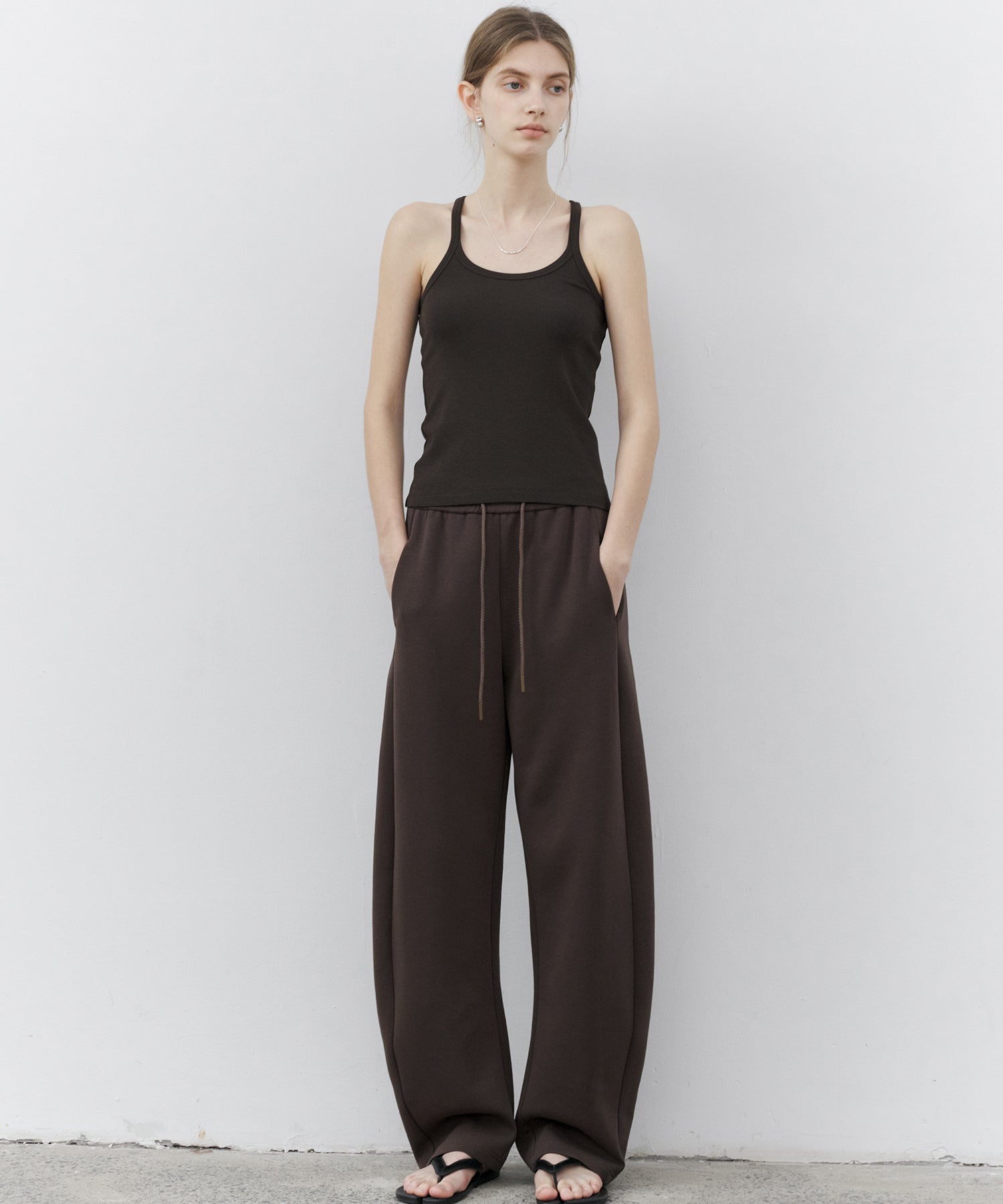 Stretch Ribbed U-Neck Tank Top