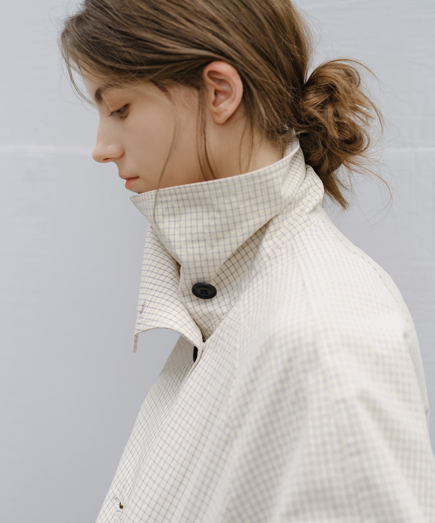 「2월 하순~3월 상순 출하」Double-Breasted Check Cropped Jacket