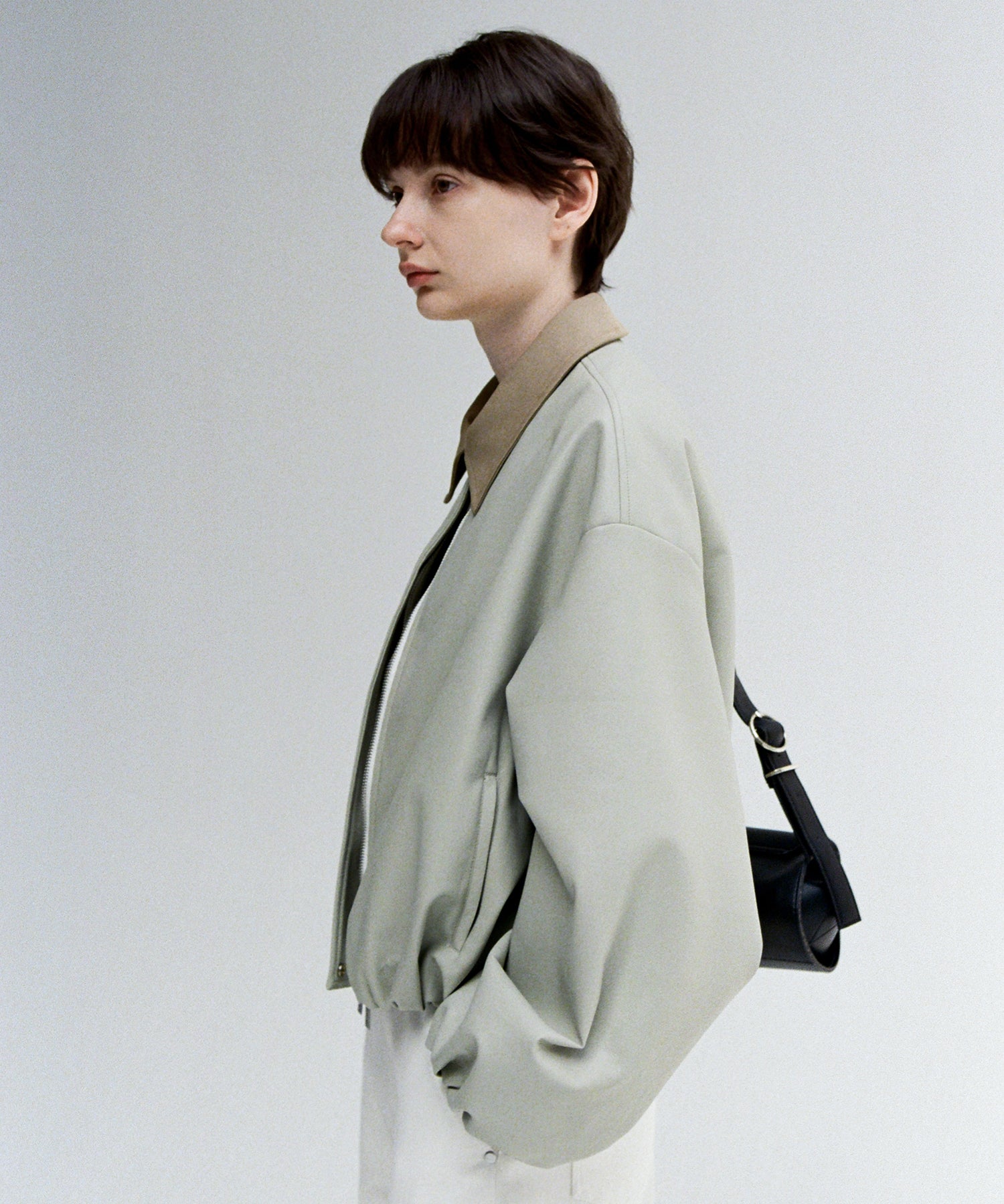 Contrast Collar Cropped Faux Leather Jacket