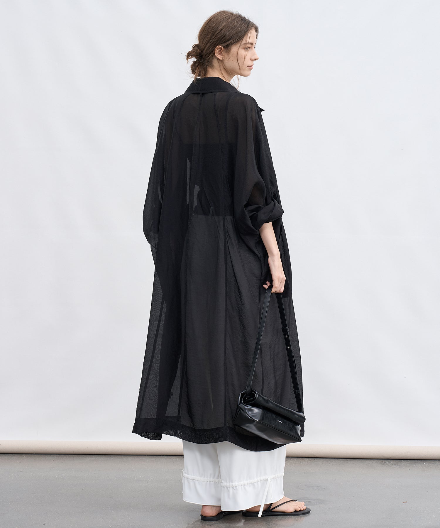 Silk Blend Sheer Long Coat
