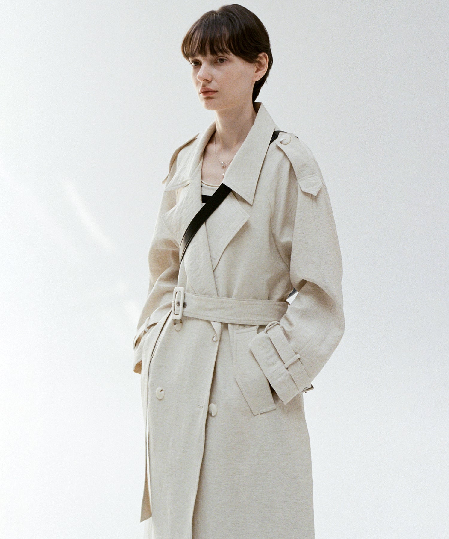 Double-Breasted Epaulette Trench Coat