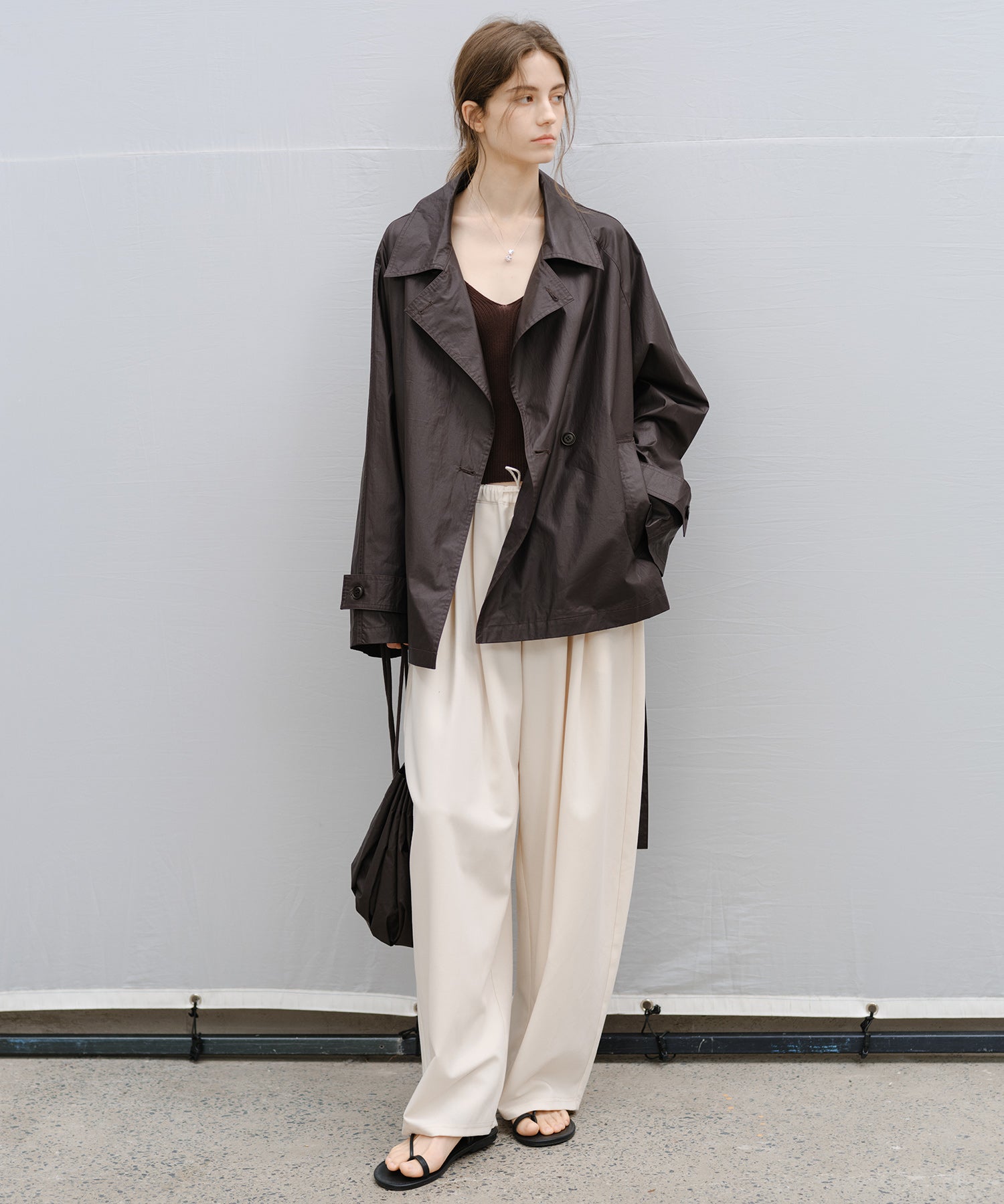 "Shipping from late February to early March" Belted Cropped Trench Jacket