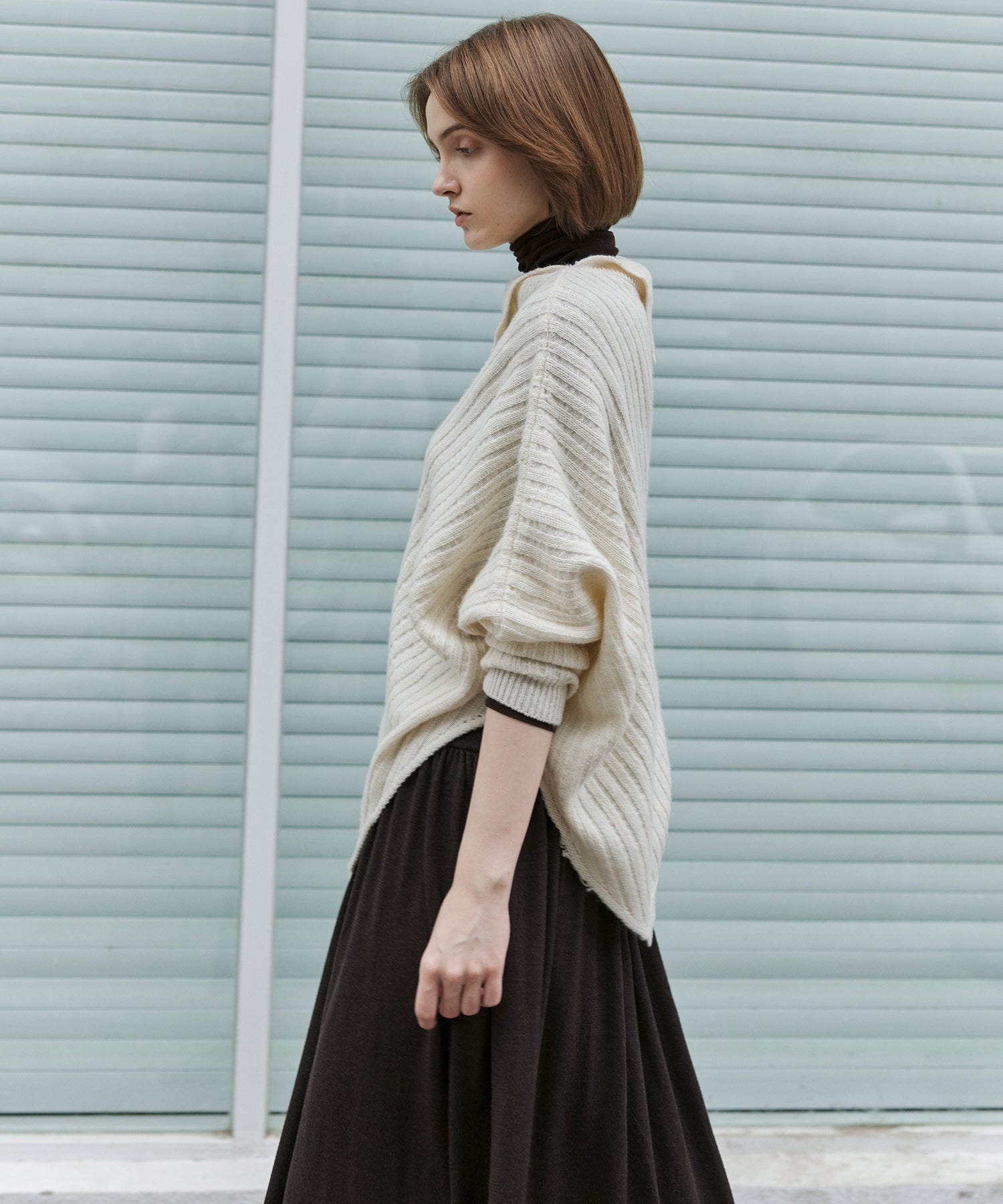 Asymmetric Textured Knit Sweater