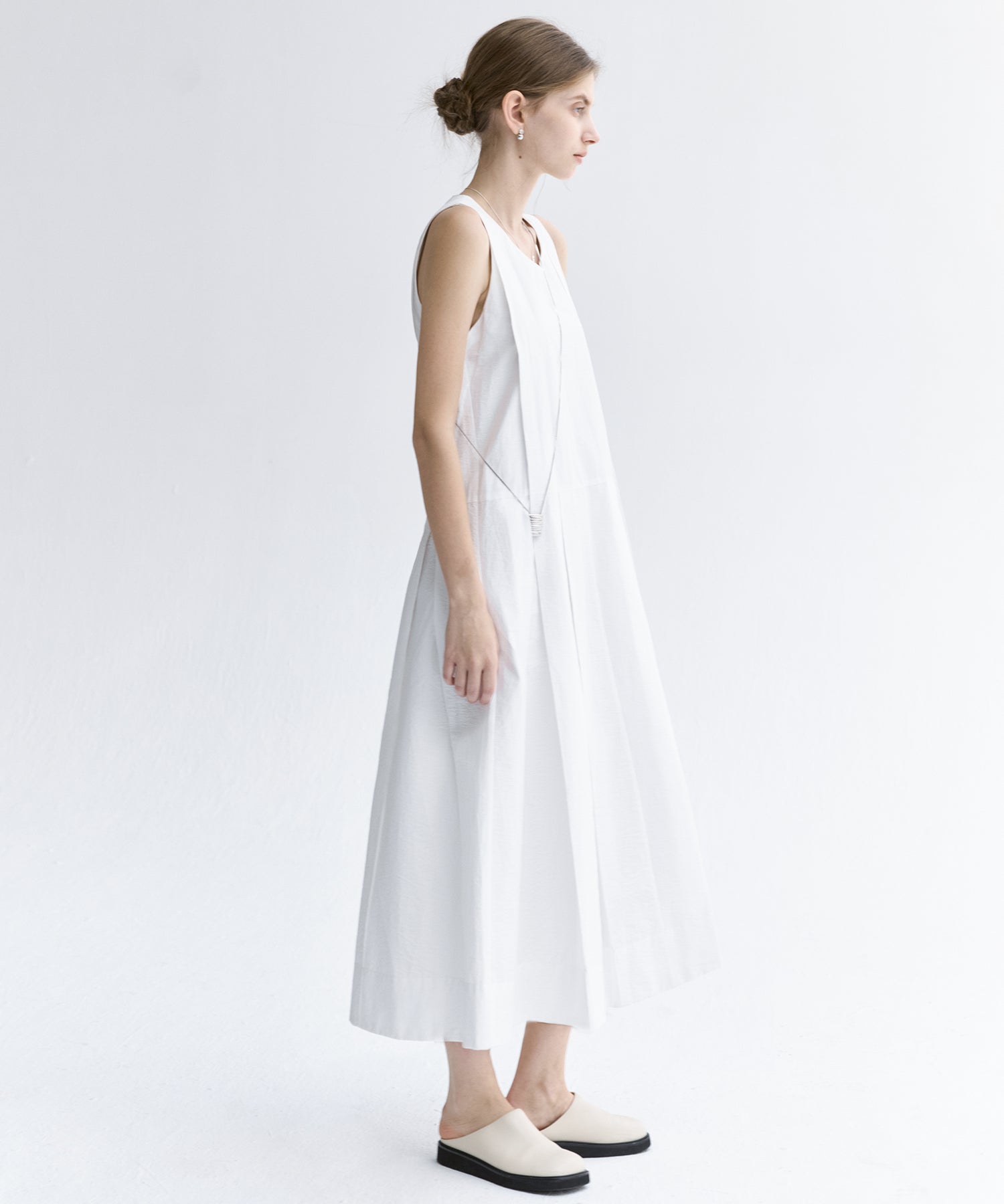 Tucked Sleeveless Long Dress